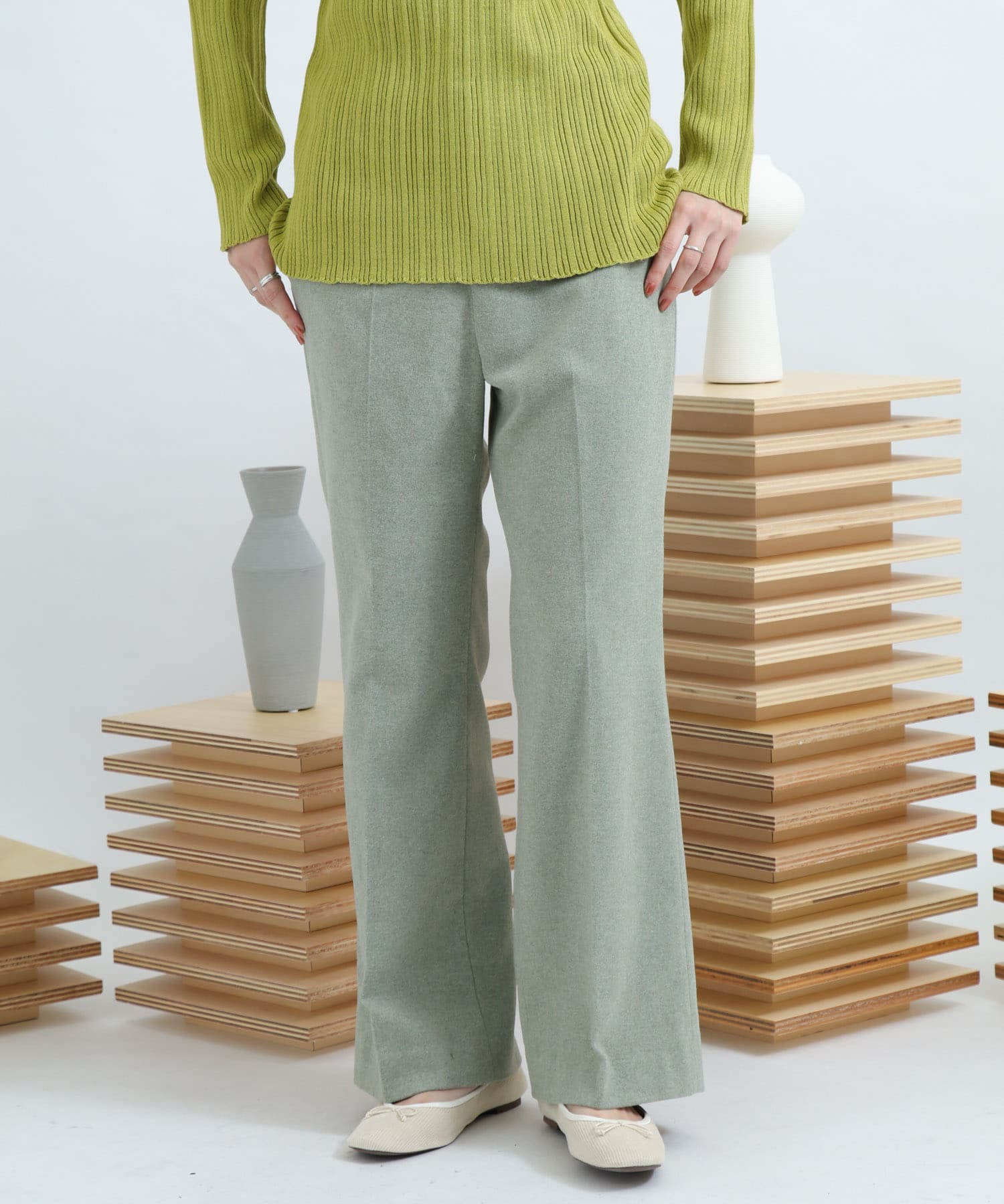 Newzealandwool セミフレアパンツ L.KHAKI S