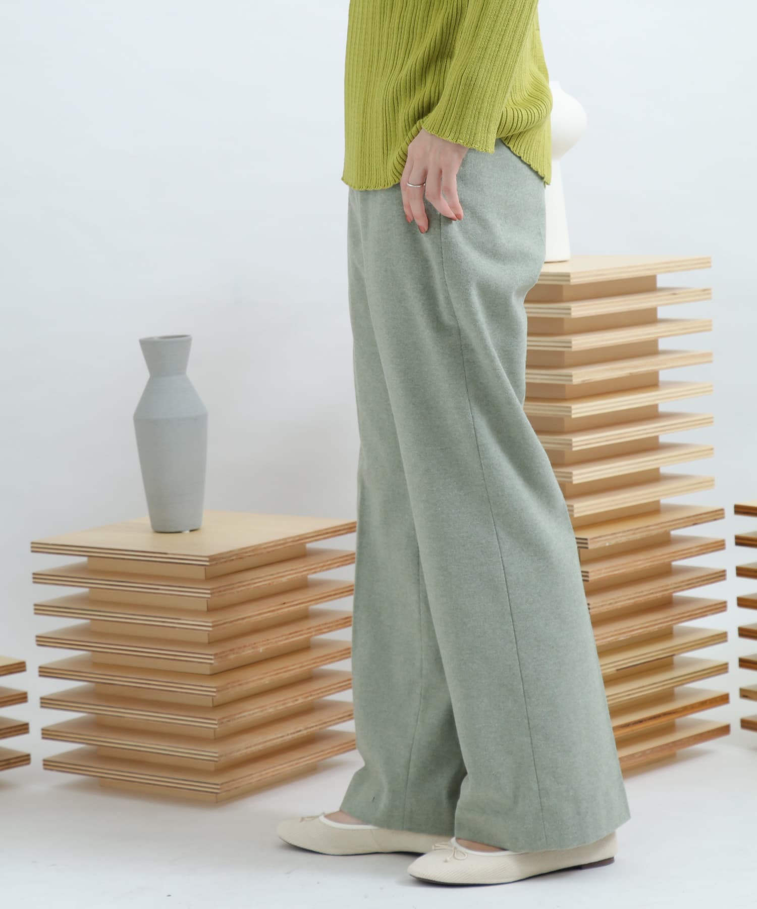 Newzealandwool セミフレアパンツ L.KHAKI S