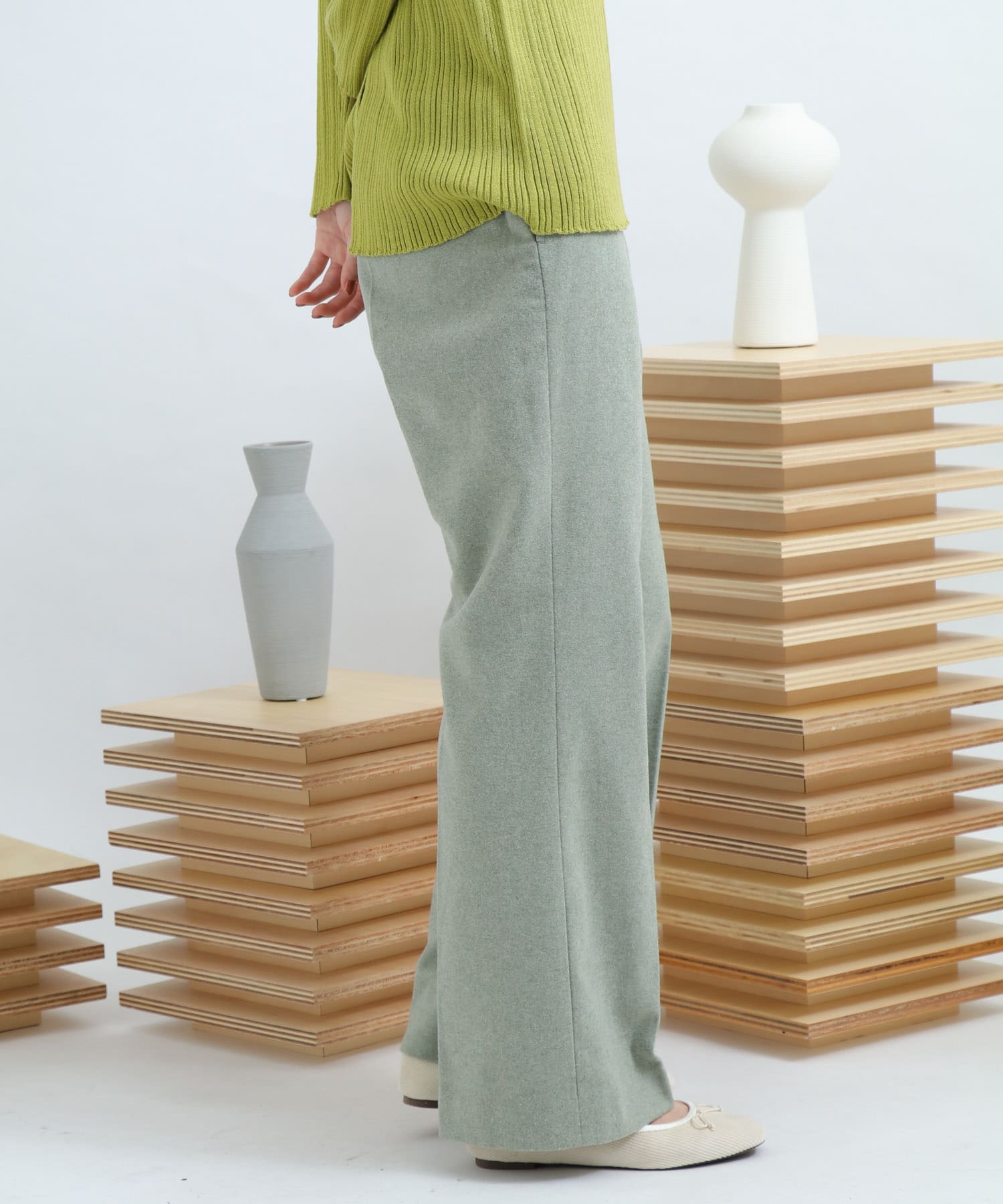 Newzealandwool セミフレアパンツ L.KHAKI S