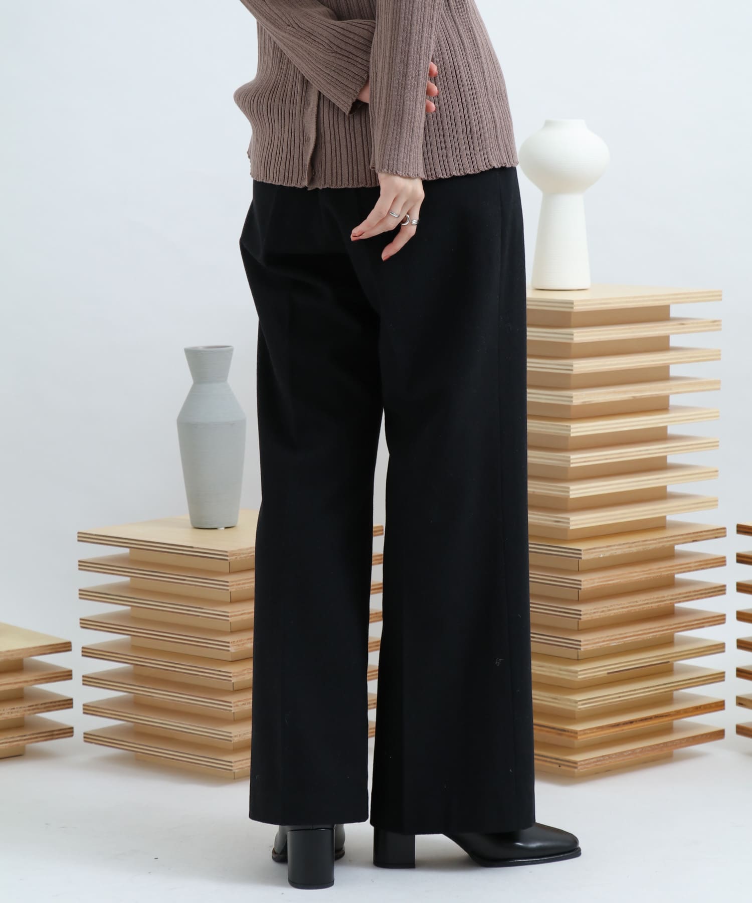 Newzealandwool セミフレアパンツ BLACK S