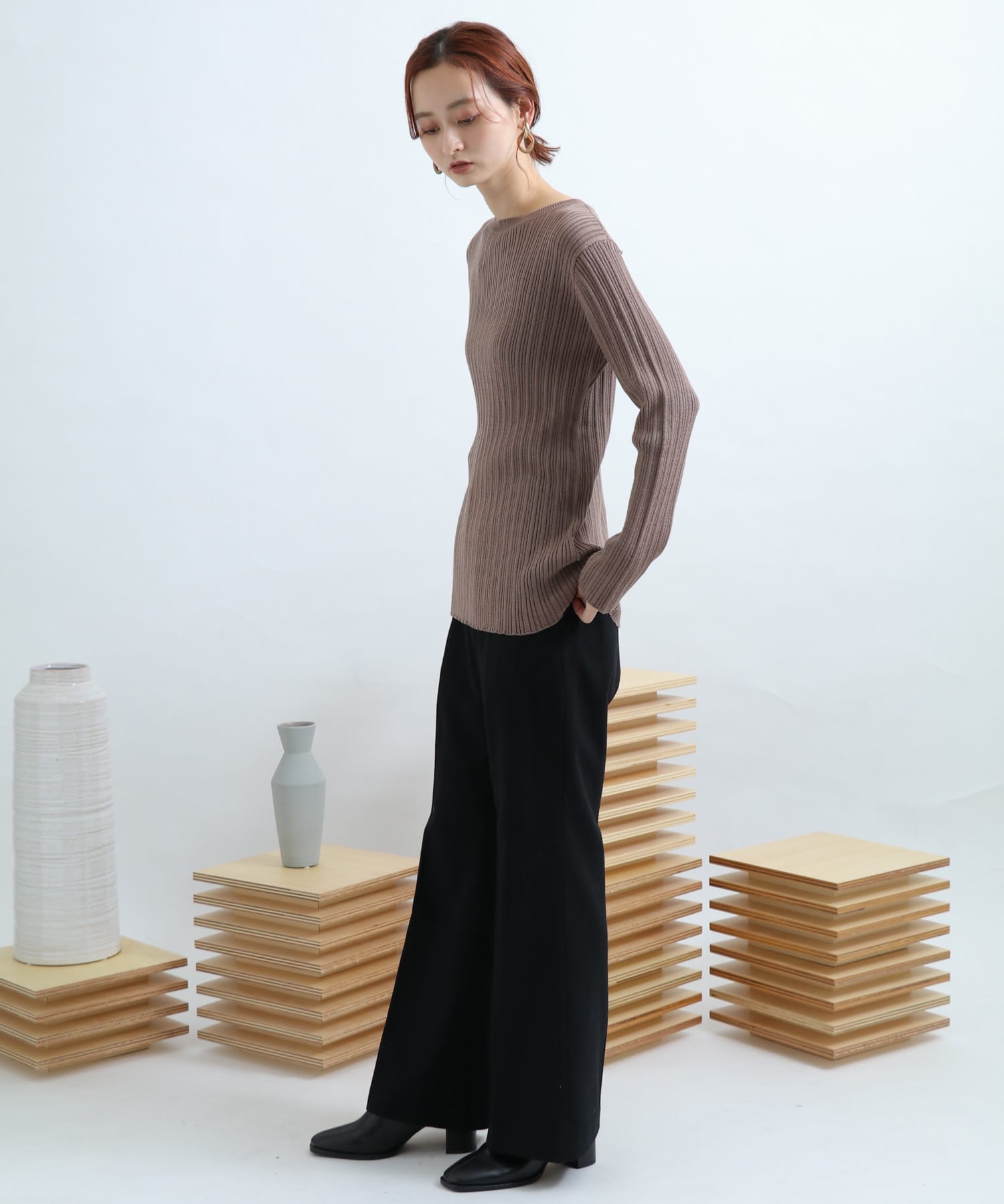 Newzealandwool セミフレアパンツ BLACK S