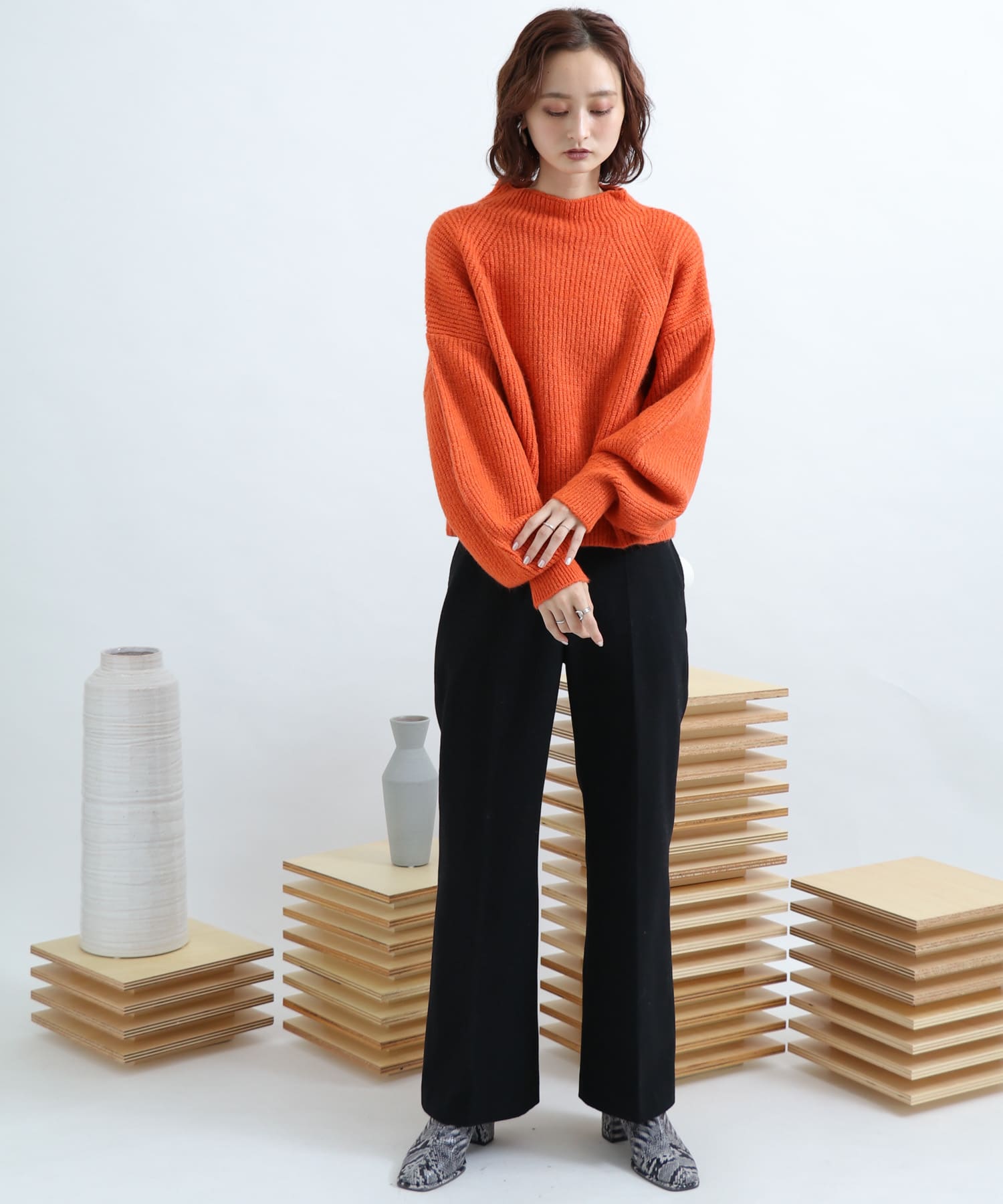 Newzealandwool セミフレアパンツ BLACK S