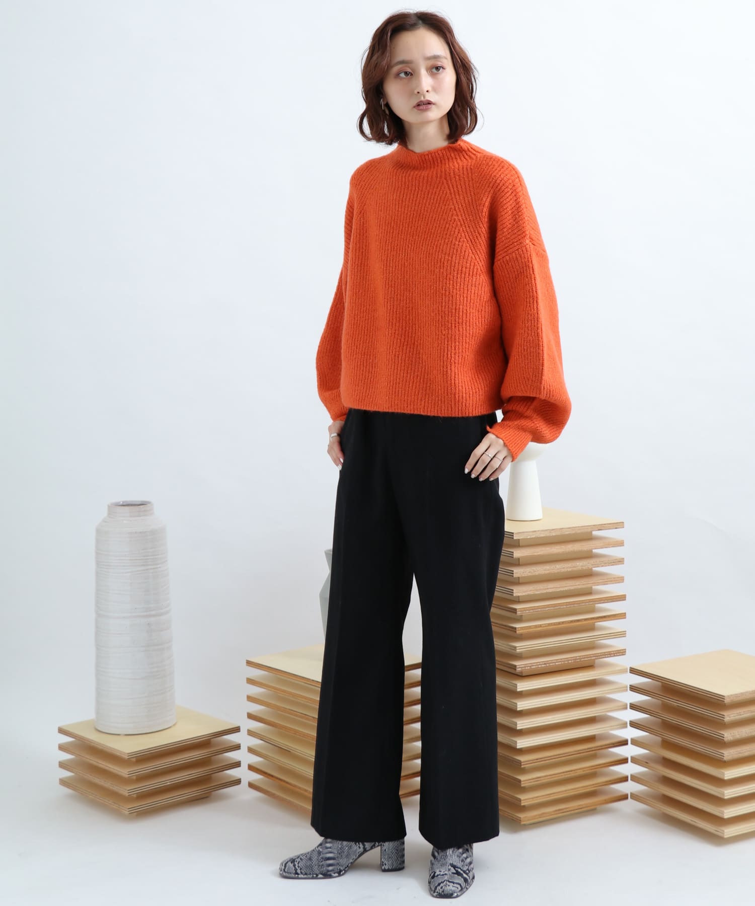 Newzealandwool セミフレアパンツ BLACK S