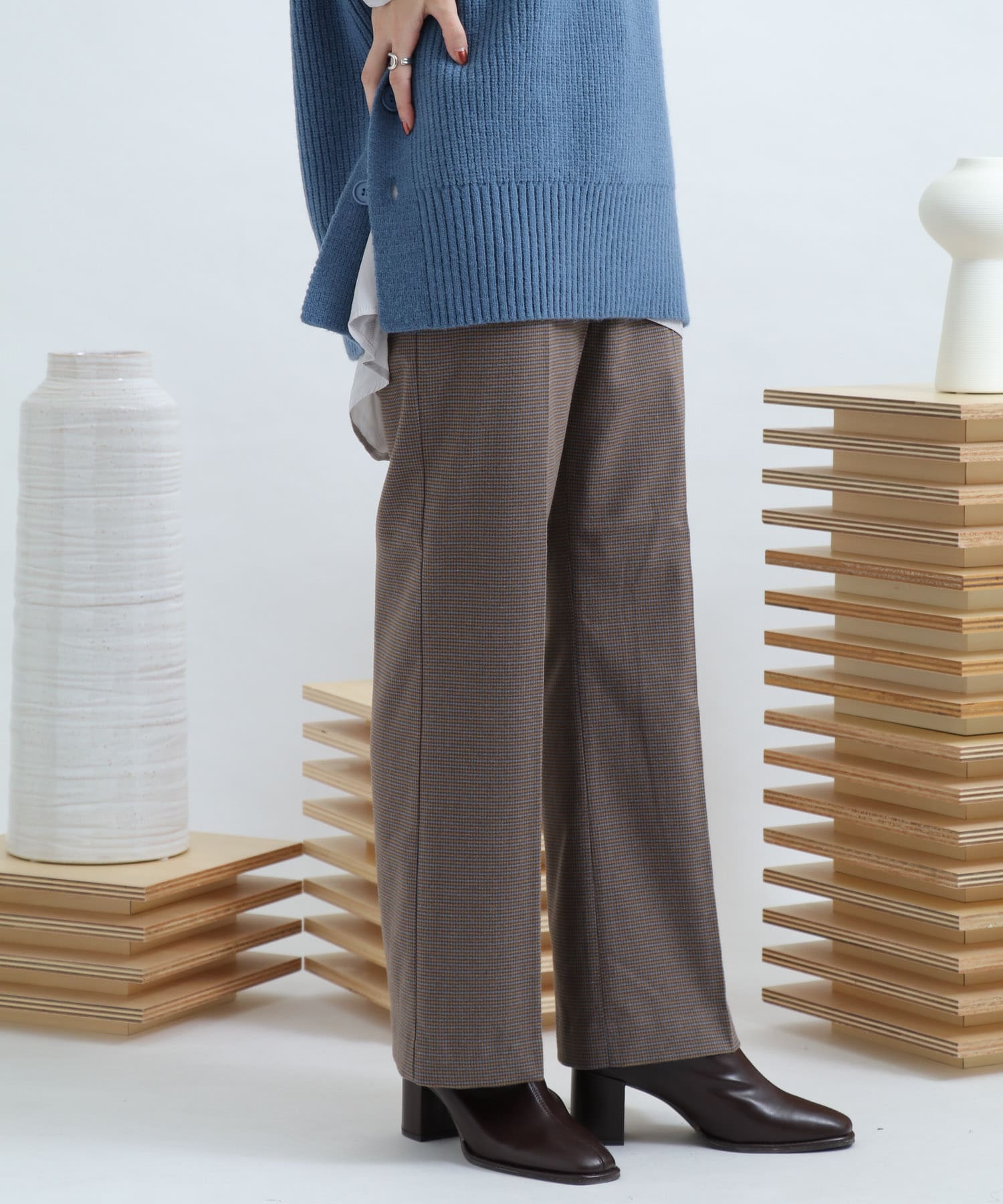 ウールワイドパンツ BROWN S