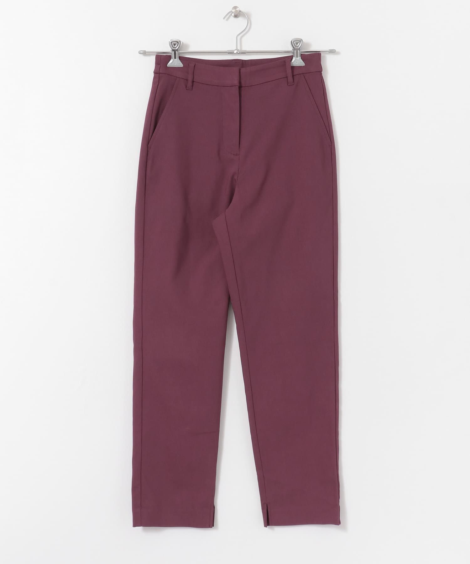 ストレッチスリムテーパードパンツ BURGUNDY XS