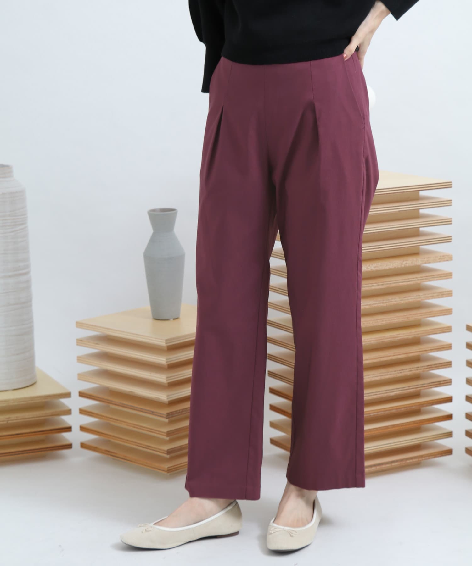 ストレッチワイドクロップドパンツ