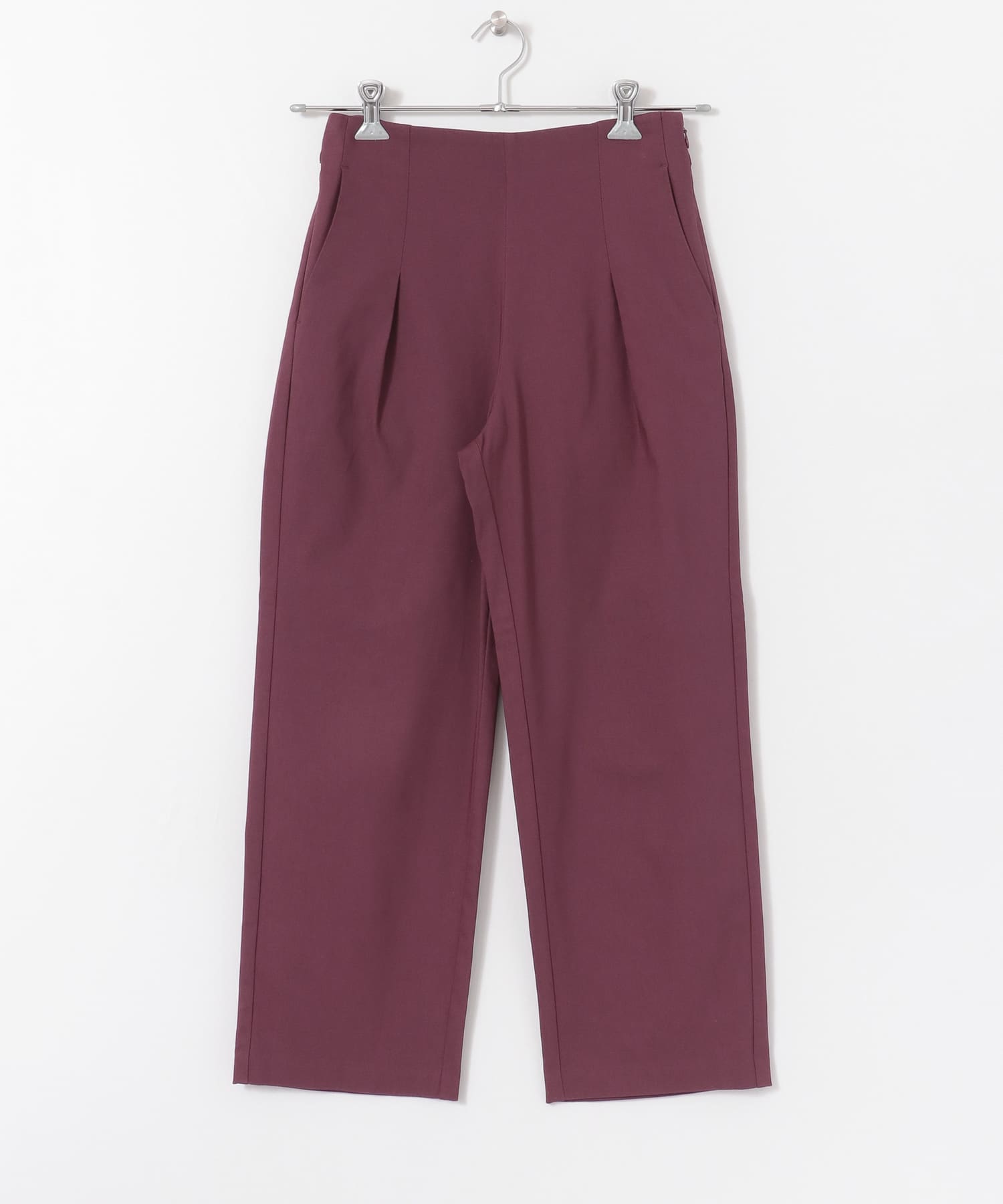 ストレッチワイドクロップドパンツ BURGUNDY XS