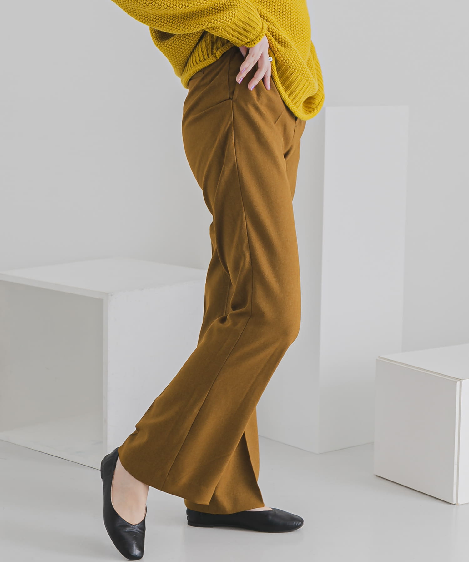 ウールライクキックフレアパンツ LIME L