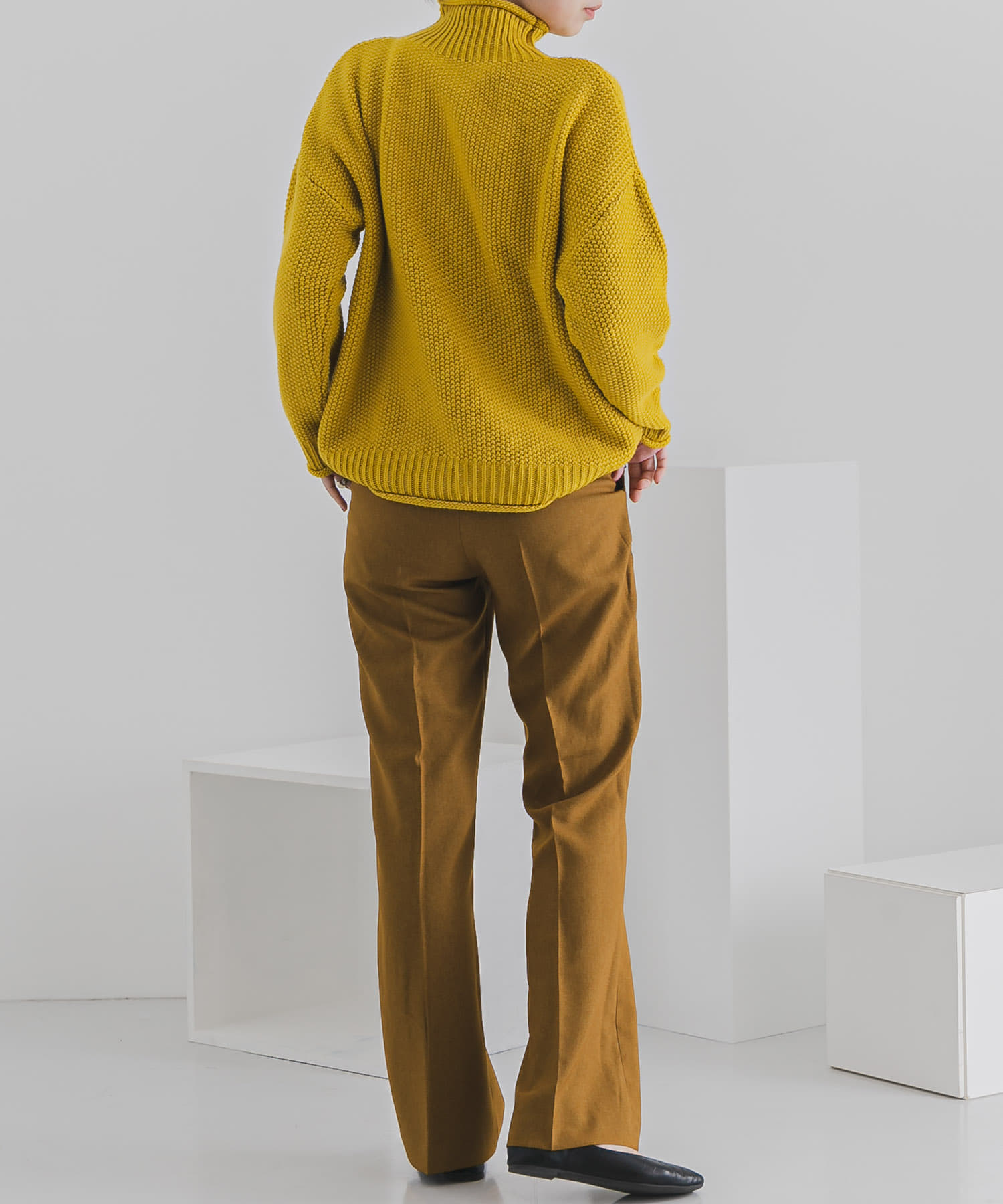 ウールライクキックフレアパンツ LIME TALL