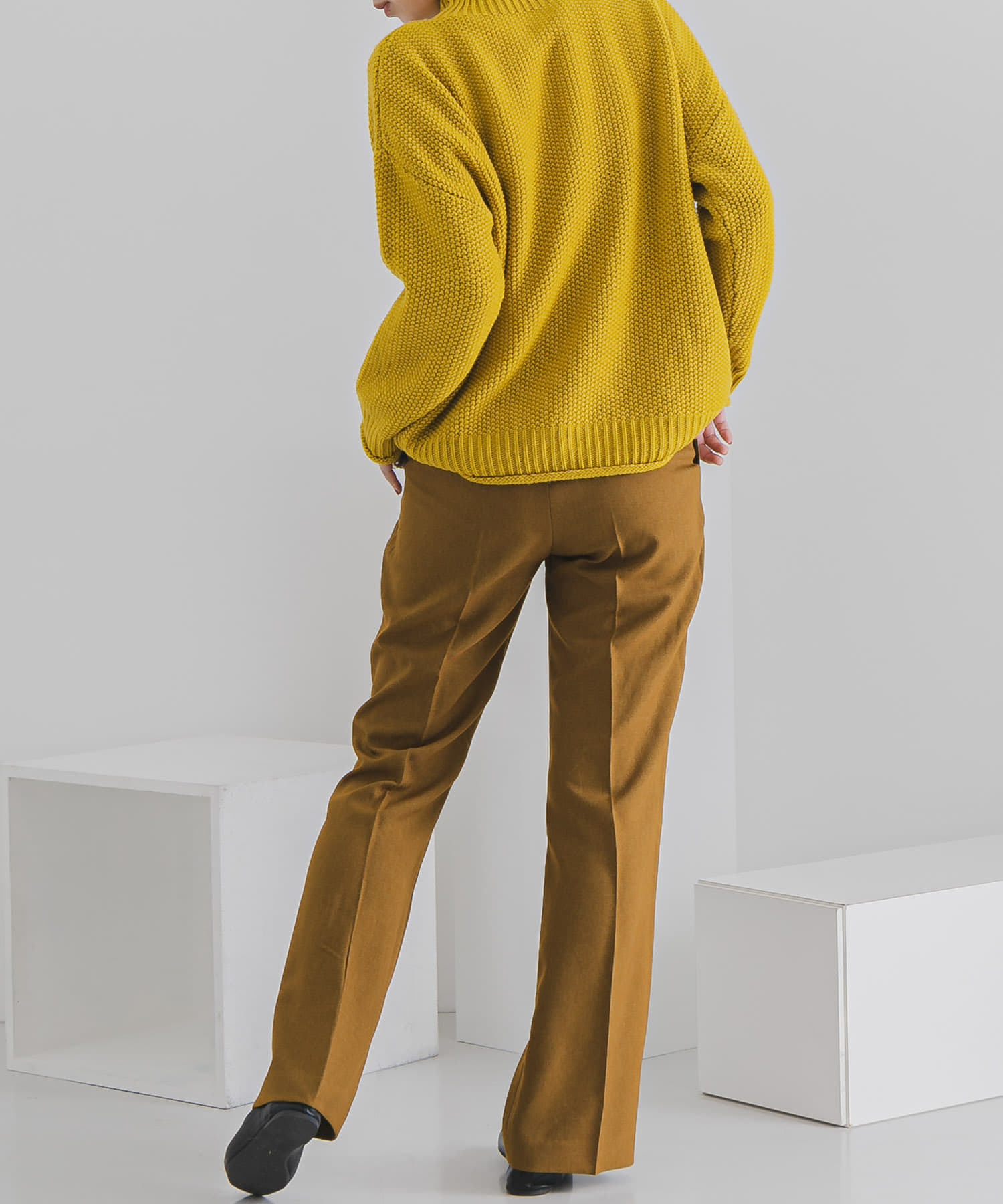 ウールライクキックフレアパンツ LIME TALL