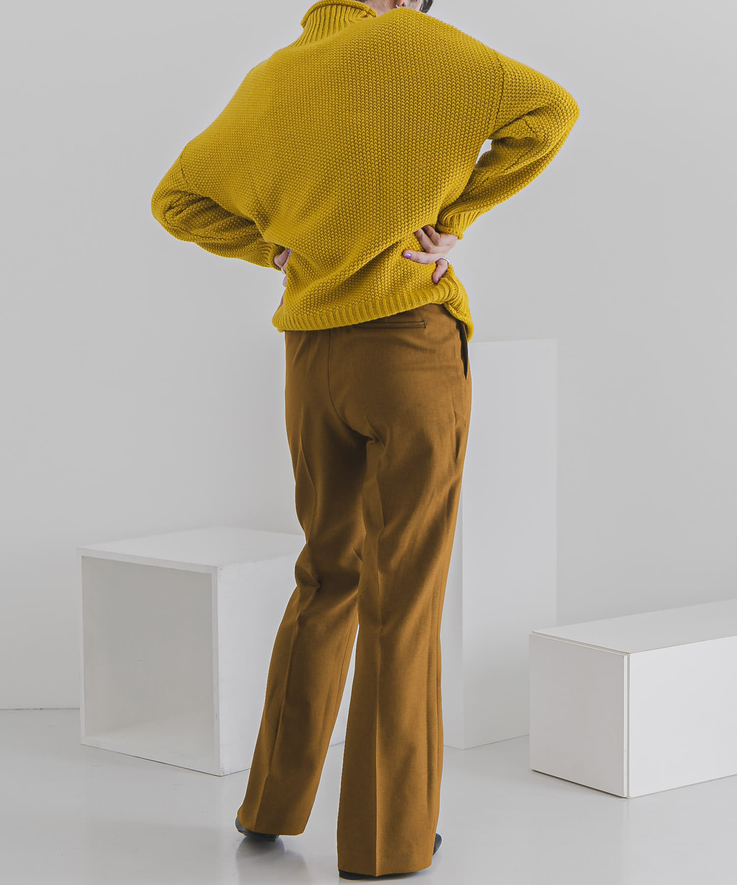 ウールライクキックフレアパンツ LIME S