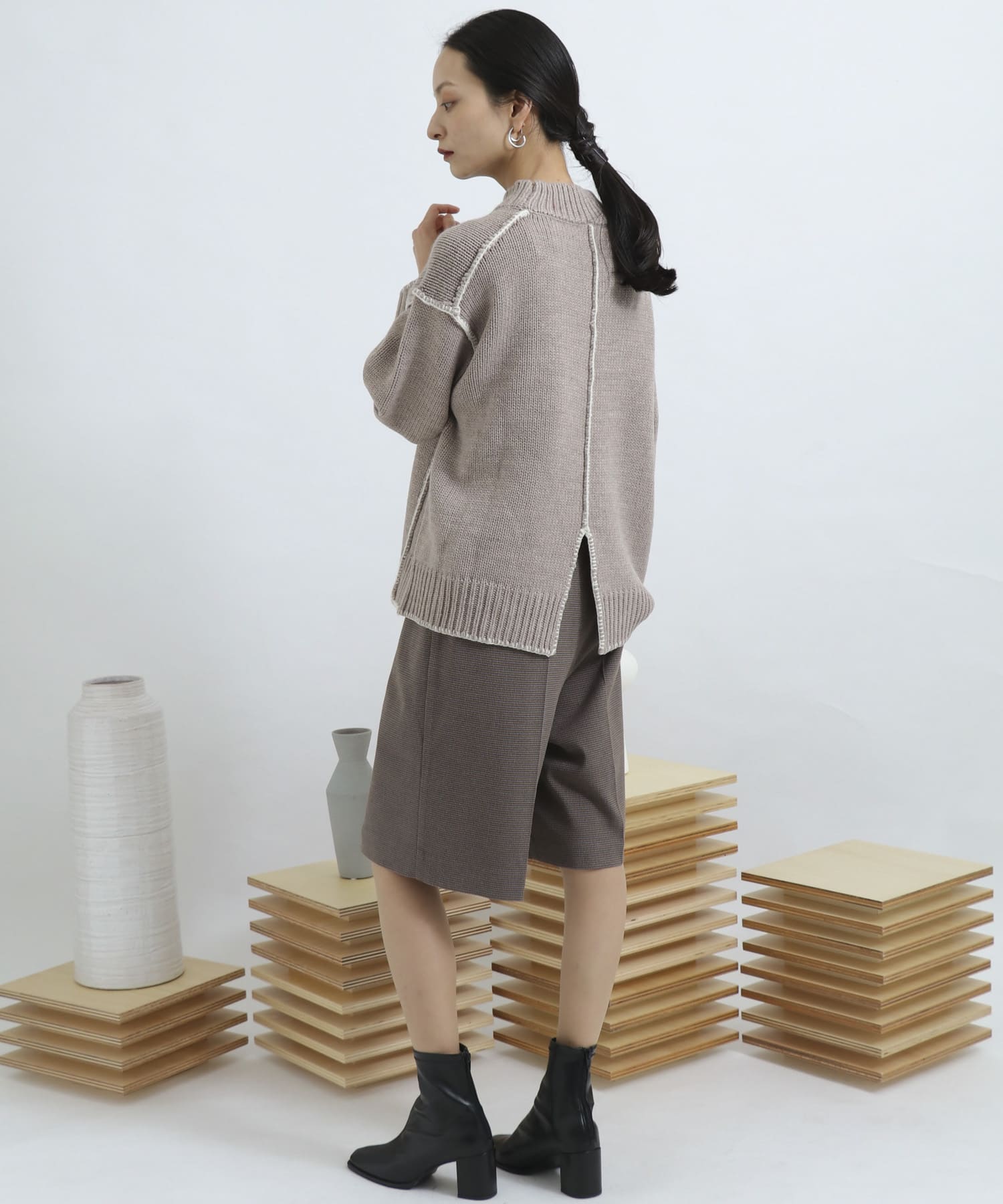 サキソニータックキュロットパンツ BROWN FREE