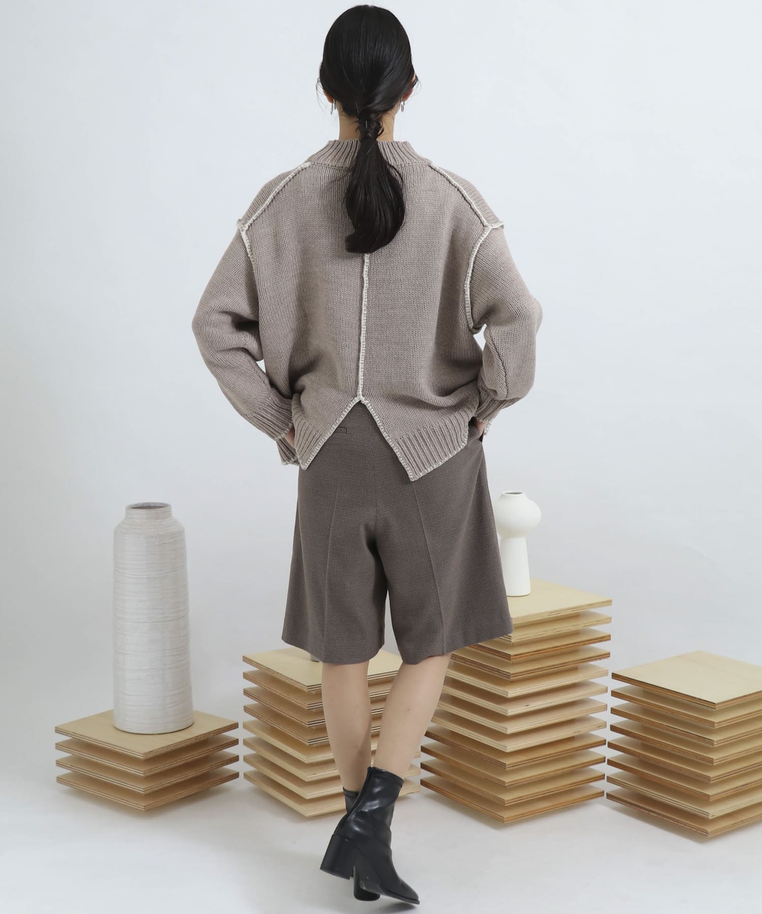 サキソニータックキュロットパンツ BROWN FREE