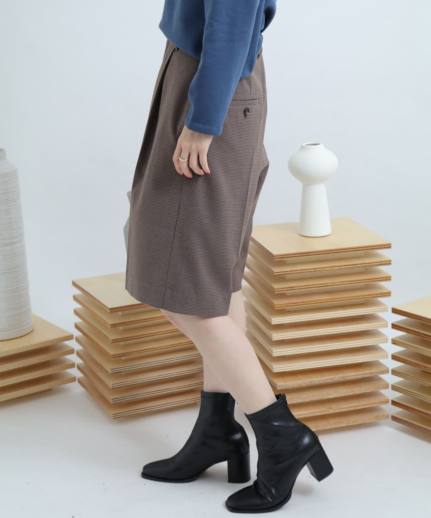 サキソニータックキュロットパンツ BROWN FREE