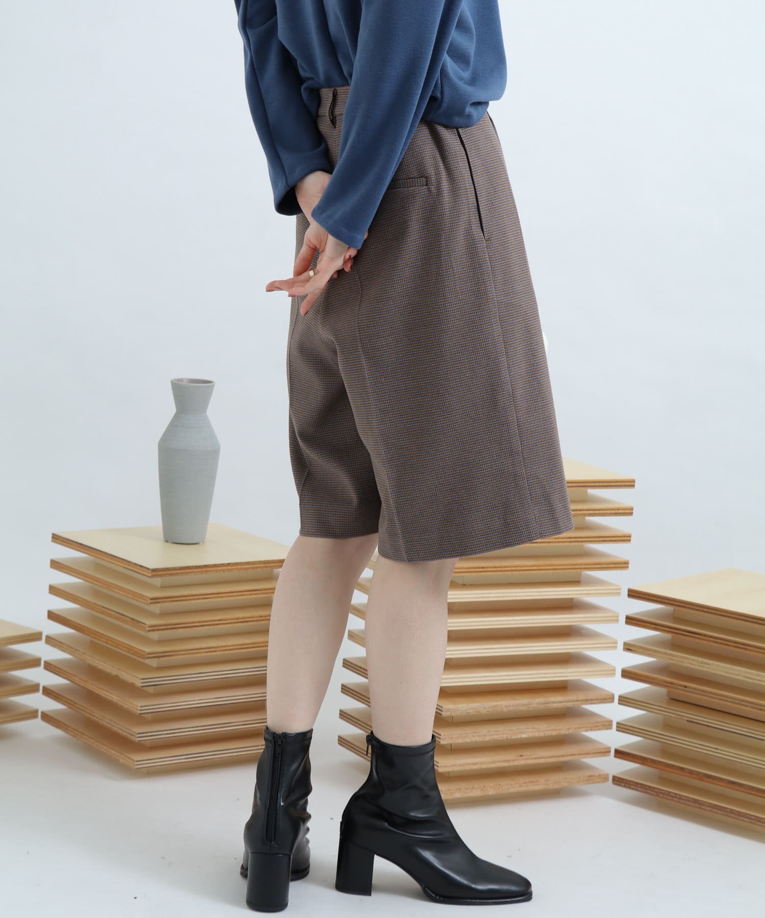 サキソニータックキュロットパンツ BROWN FREE