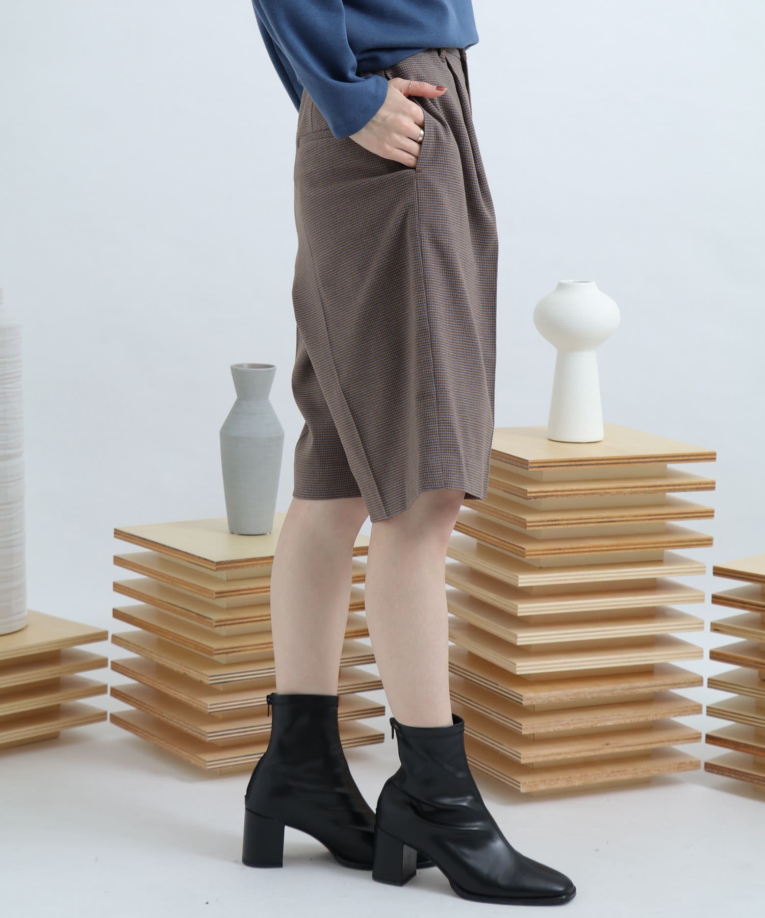 サキソニータックキュロットパンツ BROWN FREE