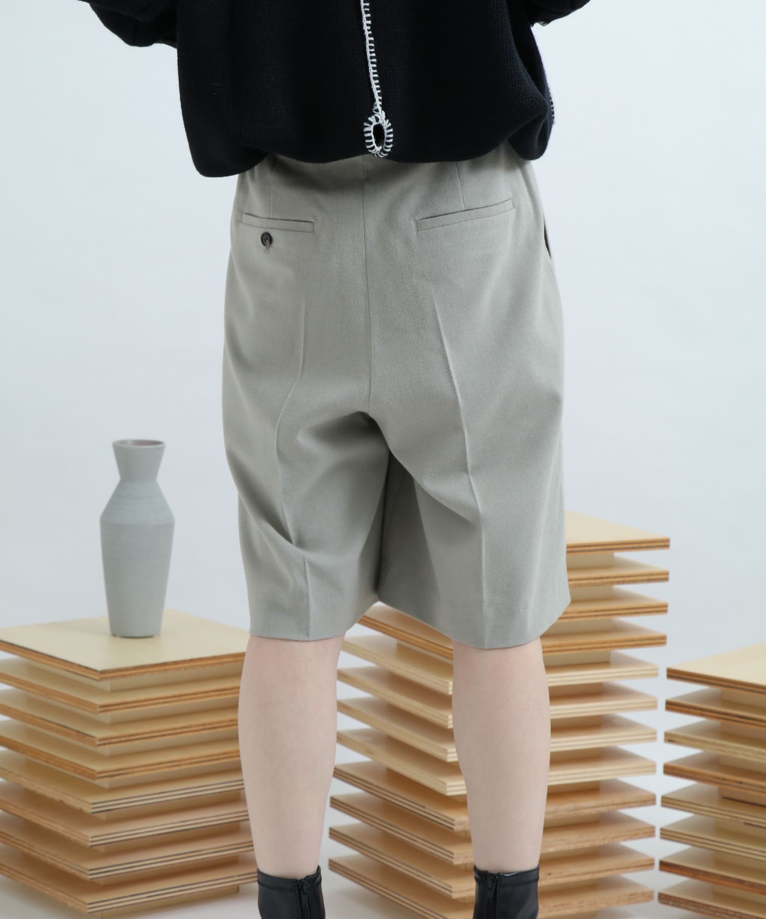 サキソニータックキュロットパンツ L.KHAKI FREE