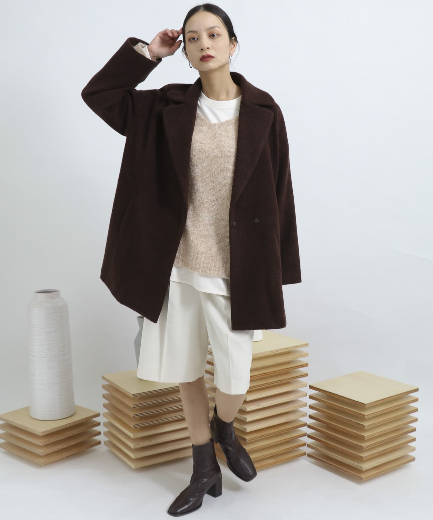 サキソニータックキュロットパンツ IVORY FREE