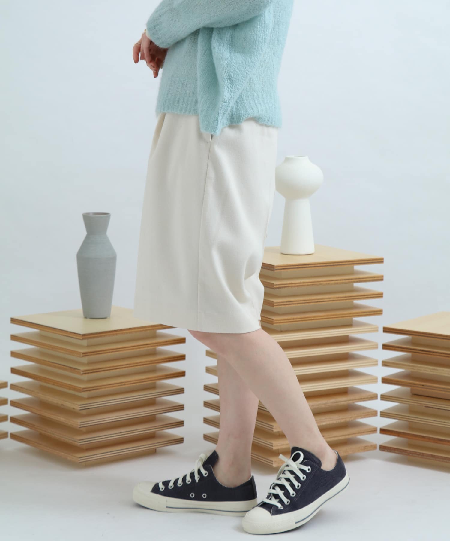 サキソニータックキュロットパンツ IVORY FREE