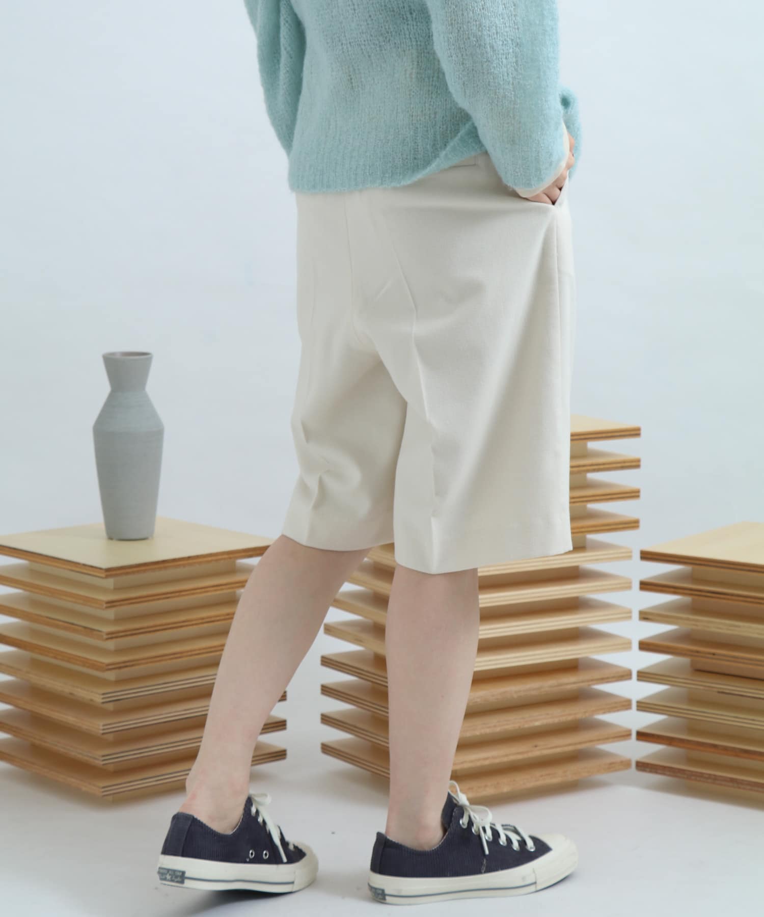 サキソニータックキュロットパンツ IVORY FREE