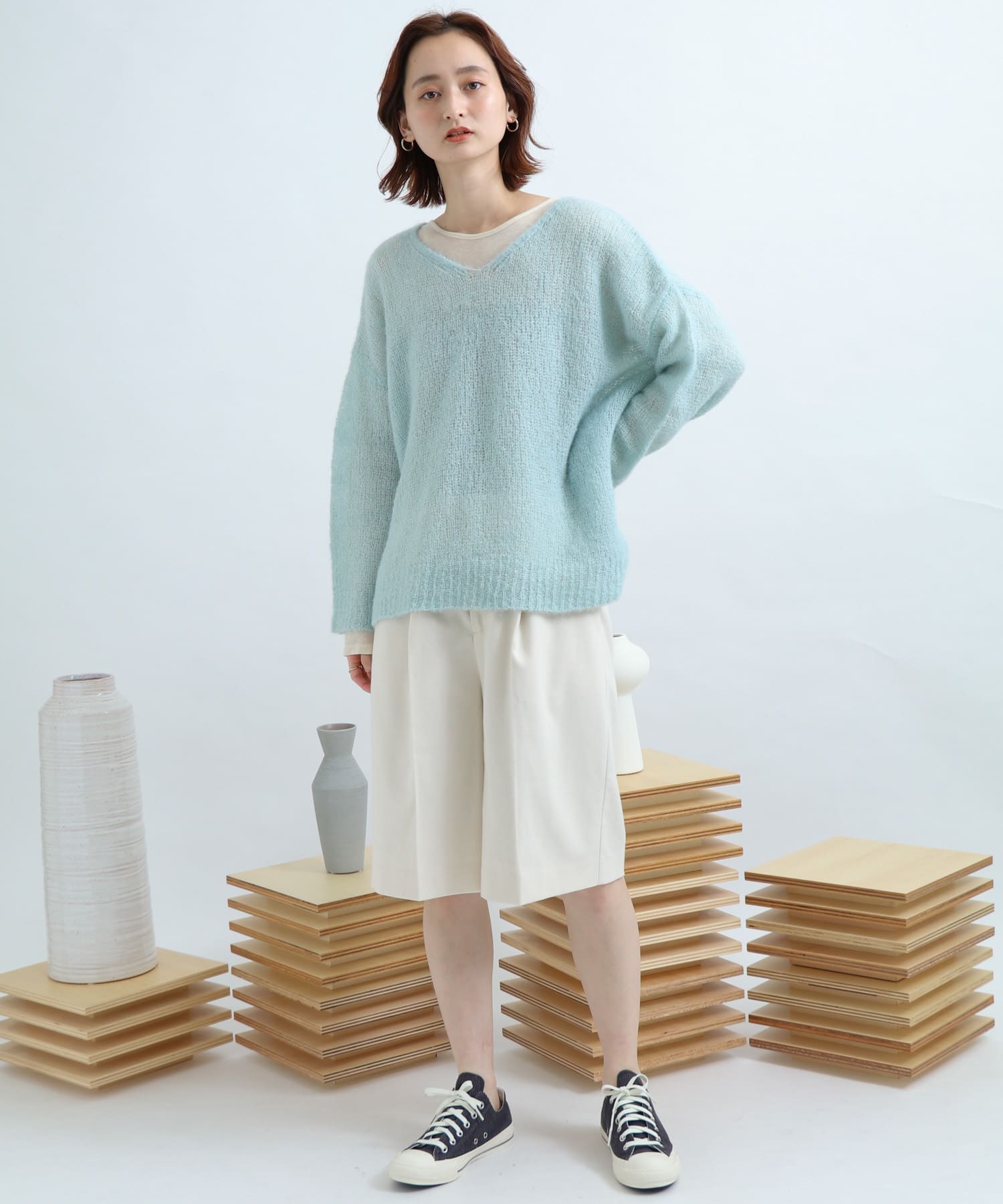 サキソニータックキュロットパンツ IVORY FREE