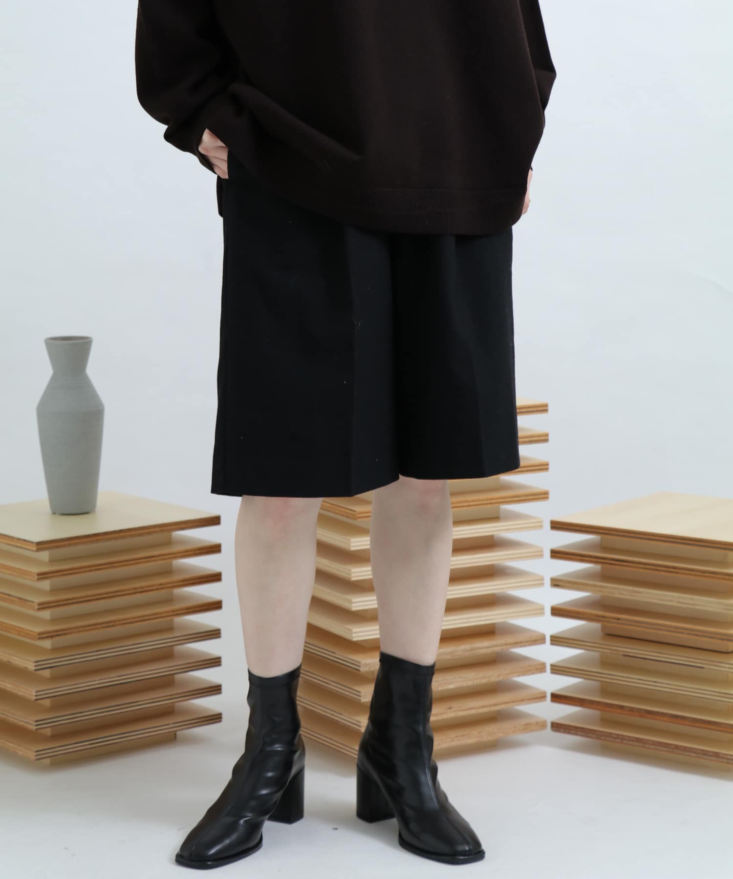 サキソニータックキュロットパンツ BLACK FREE