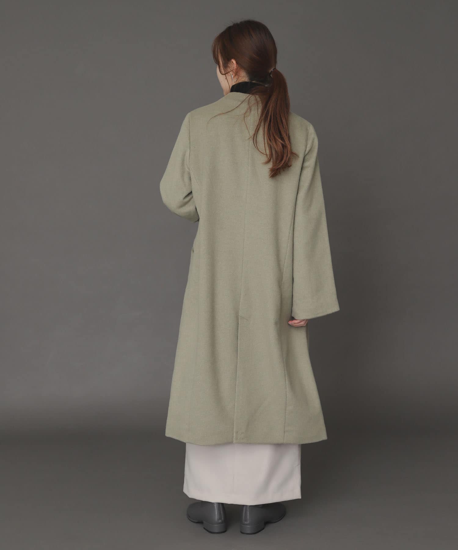 ウールビーバーノーカラーコート L.KHAKI FREE