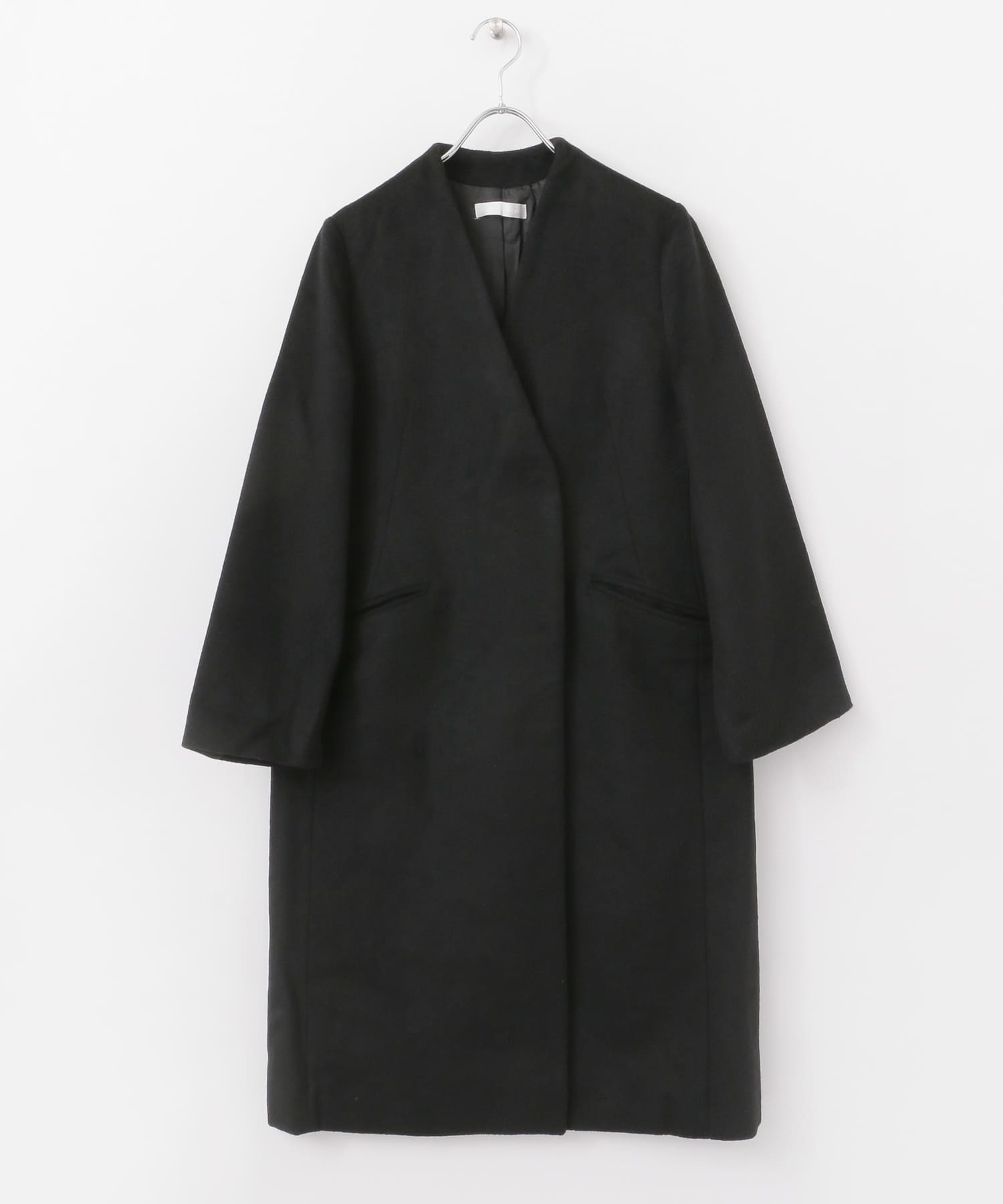 ウールビーバーノーカラーコート BLACK FREE