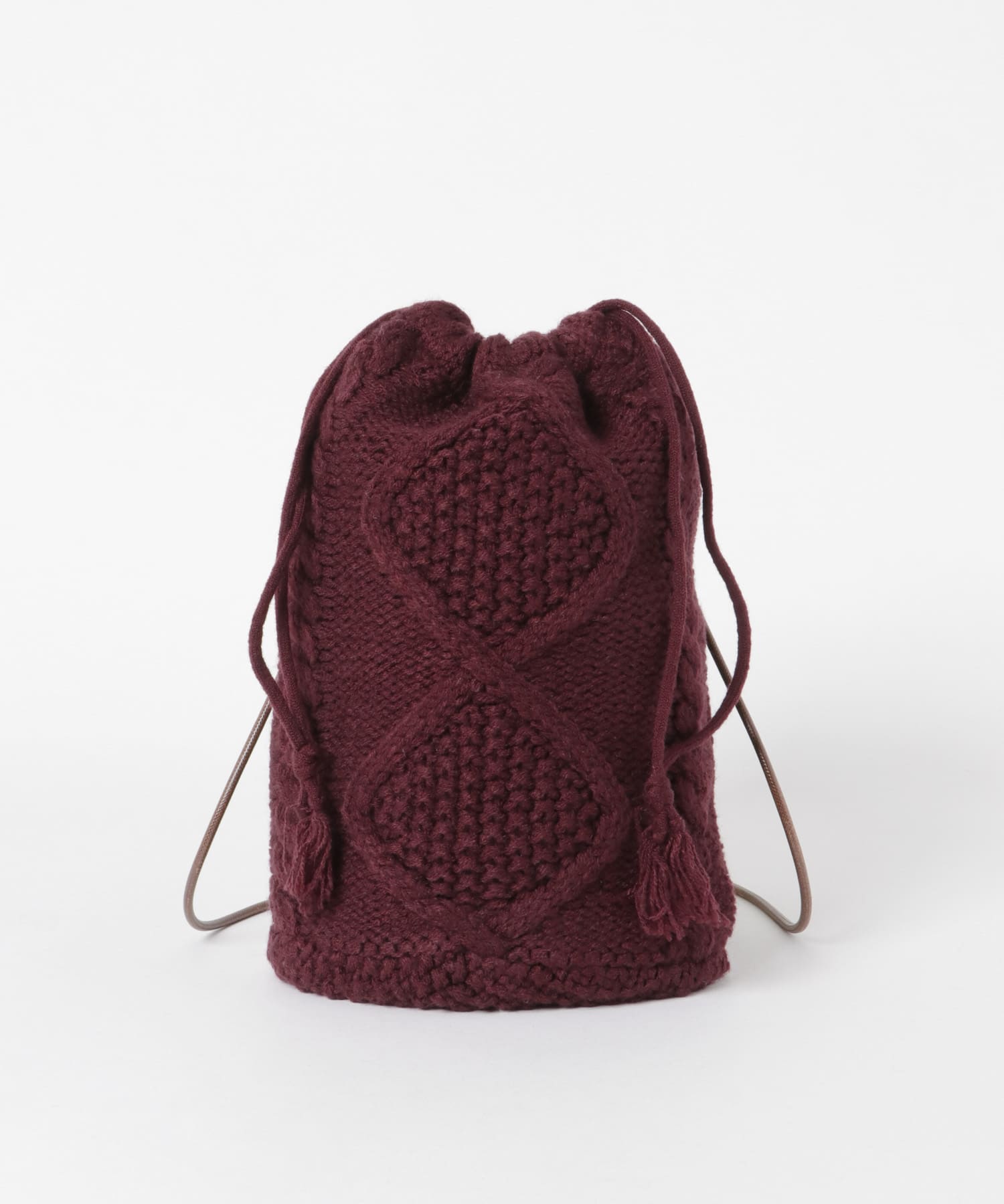2WAYニット巾着バッグ BURGUNDY FREE