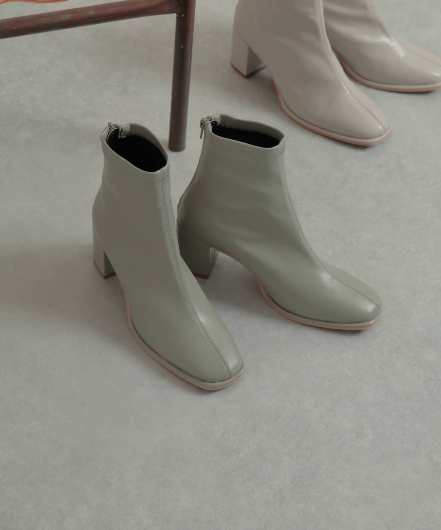 スクエアトウセンターシームストレッチブーツ L.KHAKI S