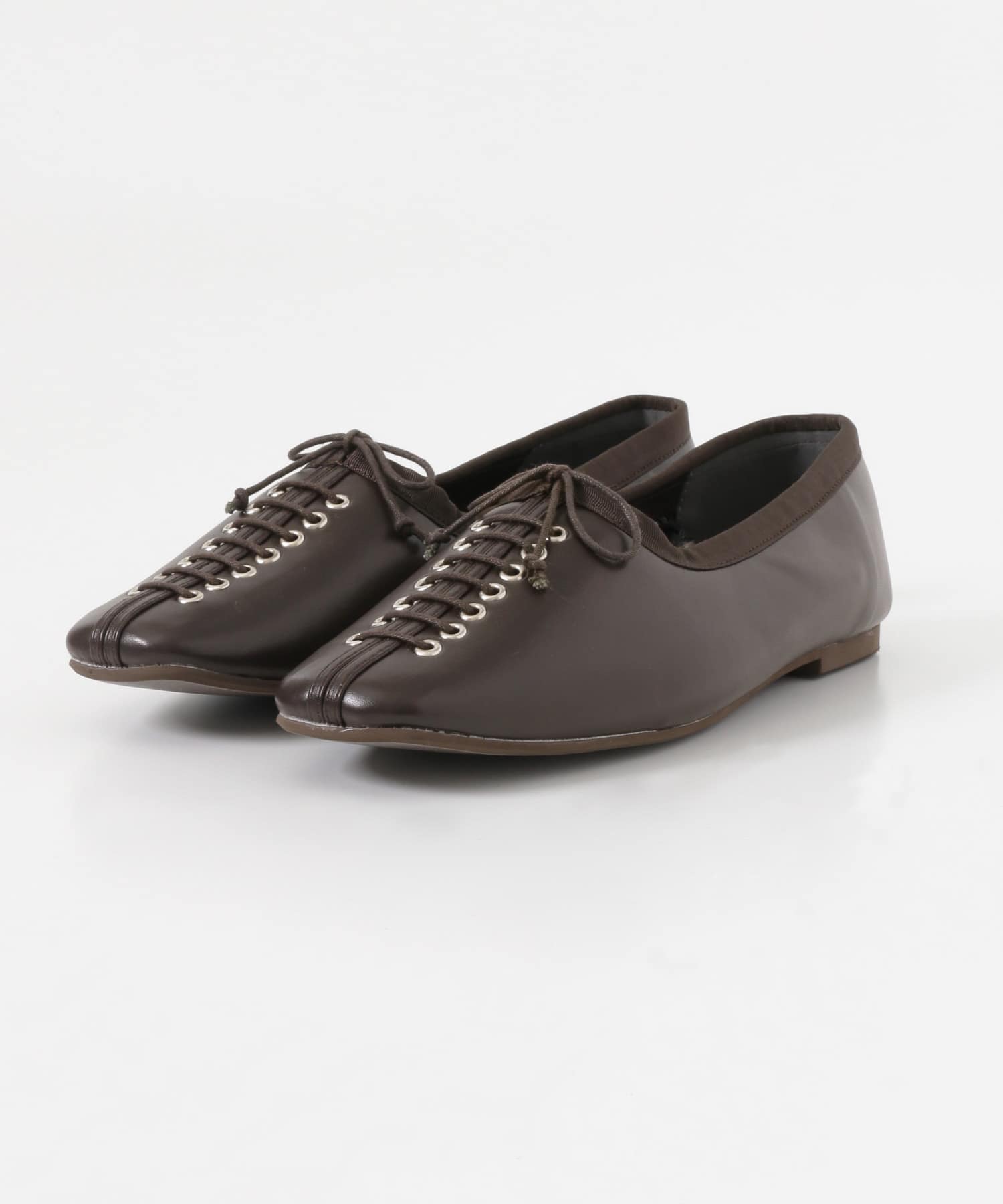 レースアップバレエシューズ BROWN M