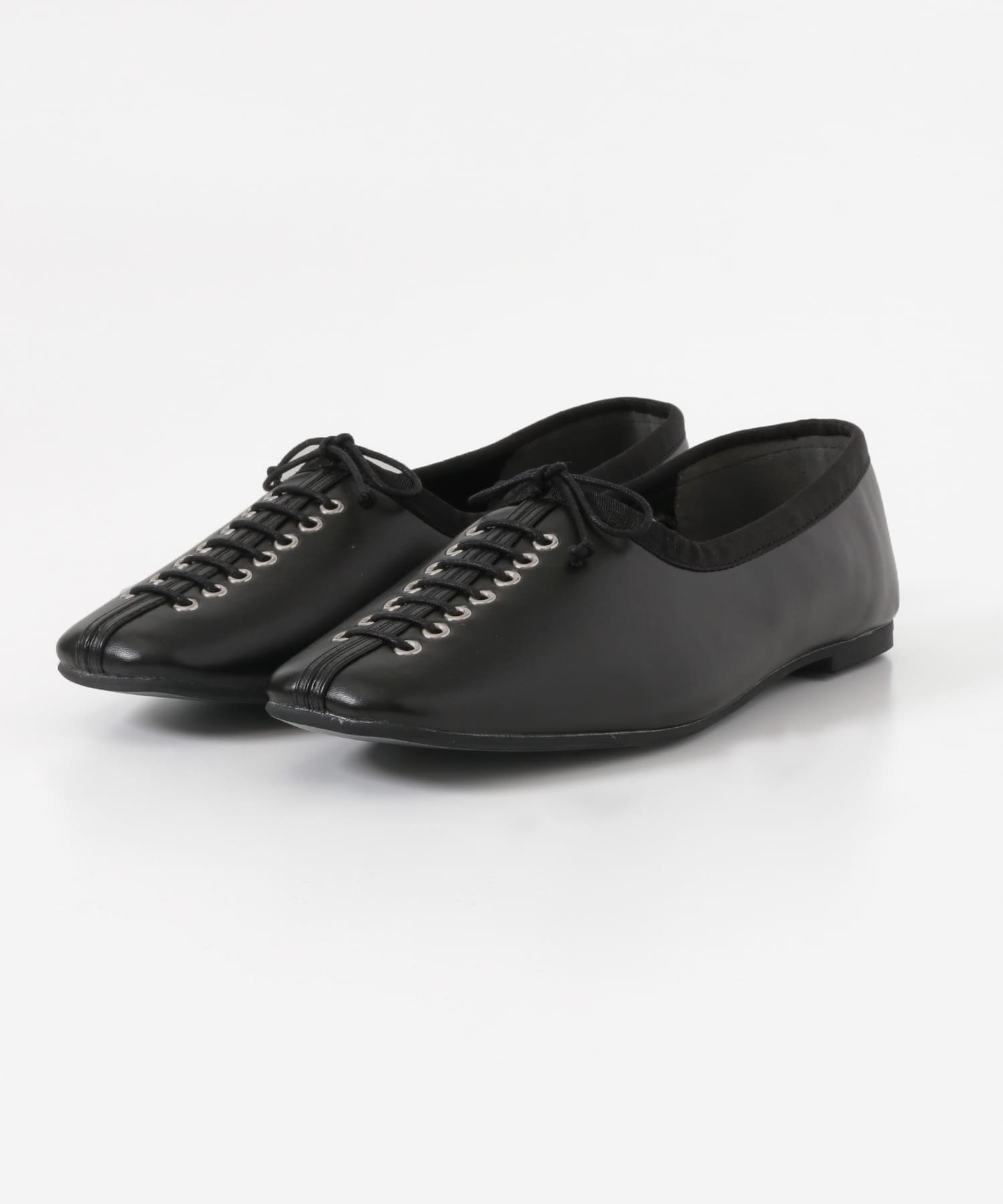 レースアップバレエシューズ BLACK M