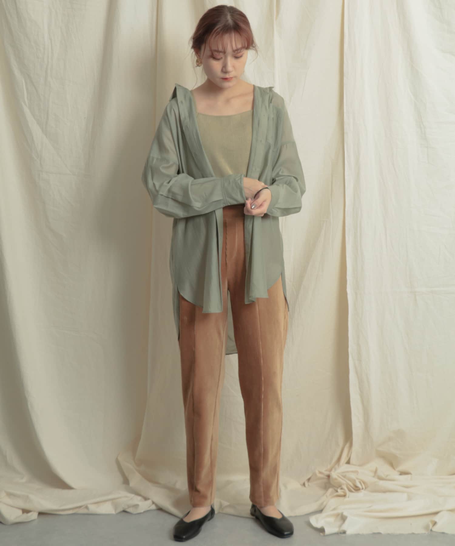 バッククロスニットタンクトップ L.OLIVE One