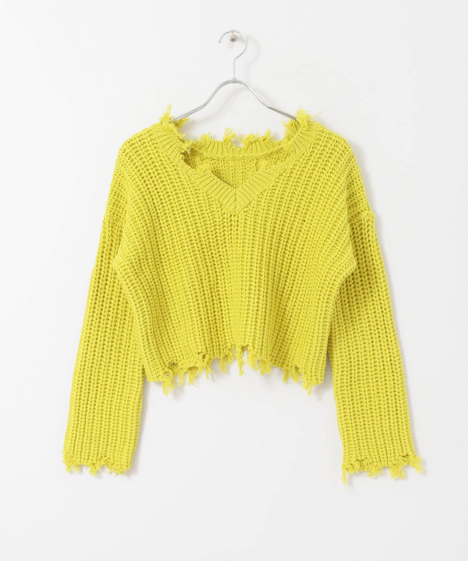 2WAYダメージショートセーター LIME one