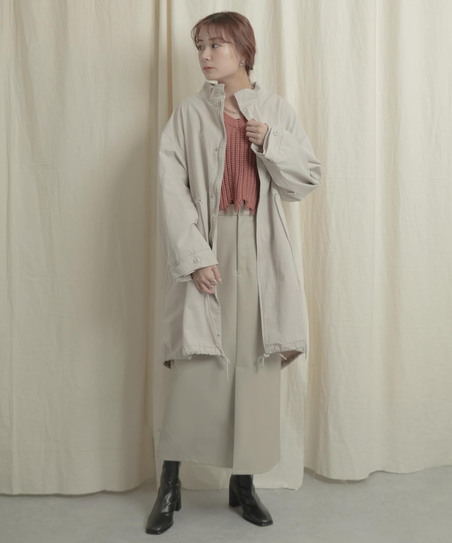 2WAYダメージショートセーター RED one