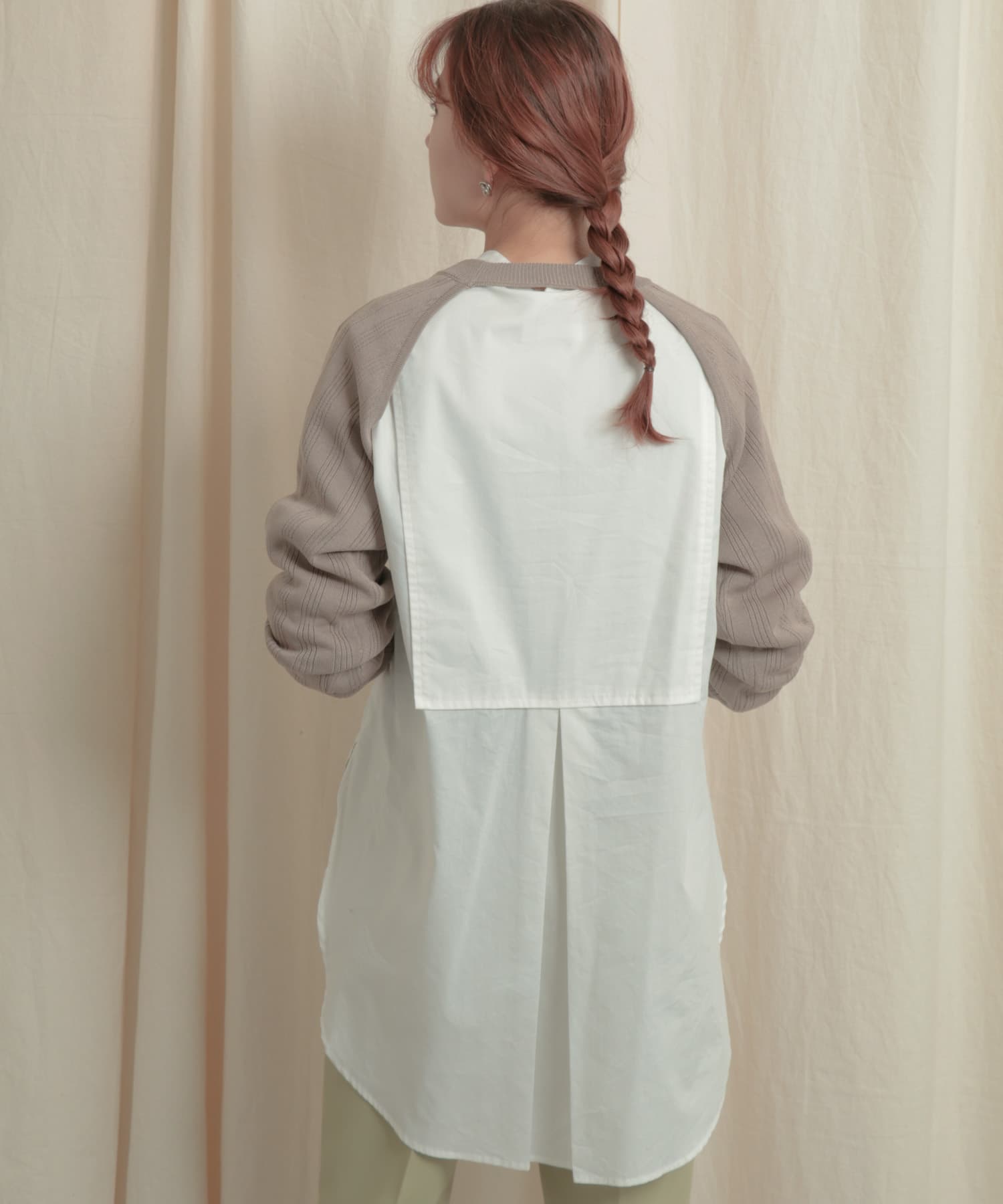 ショートボレロレイヤードニットトップ GREIGE one
