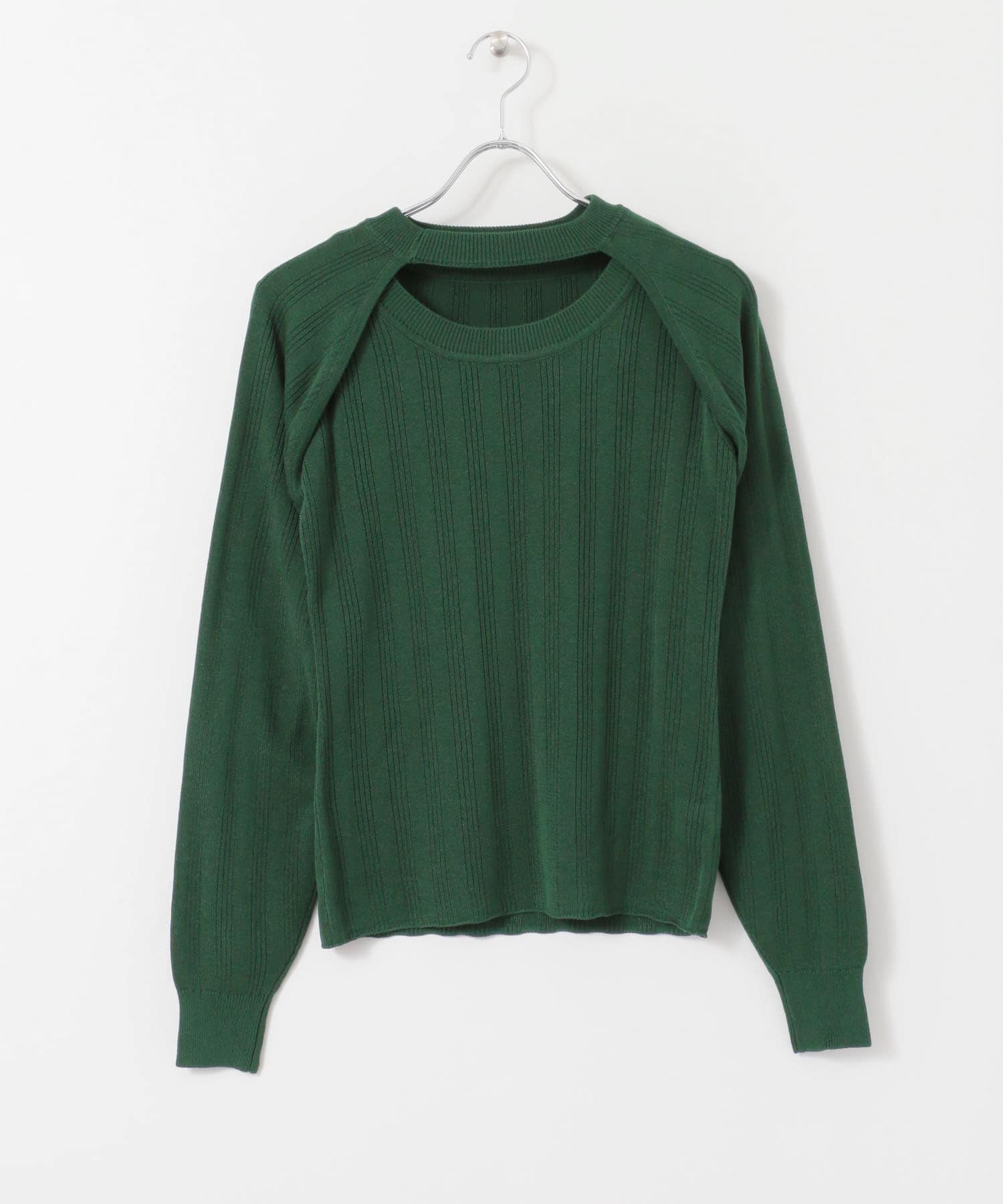 ショートボレロレイヤードニットトップ GREEN one
