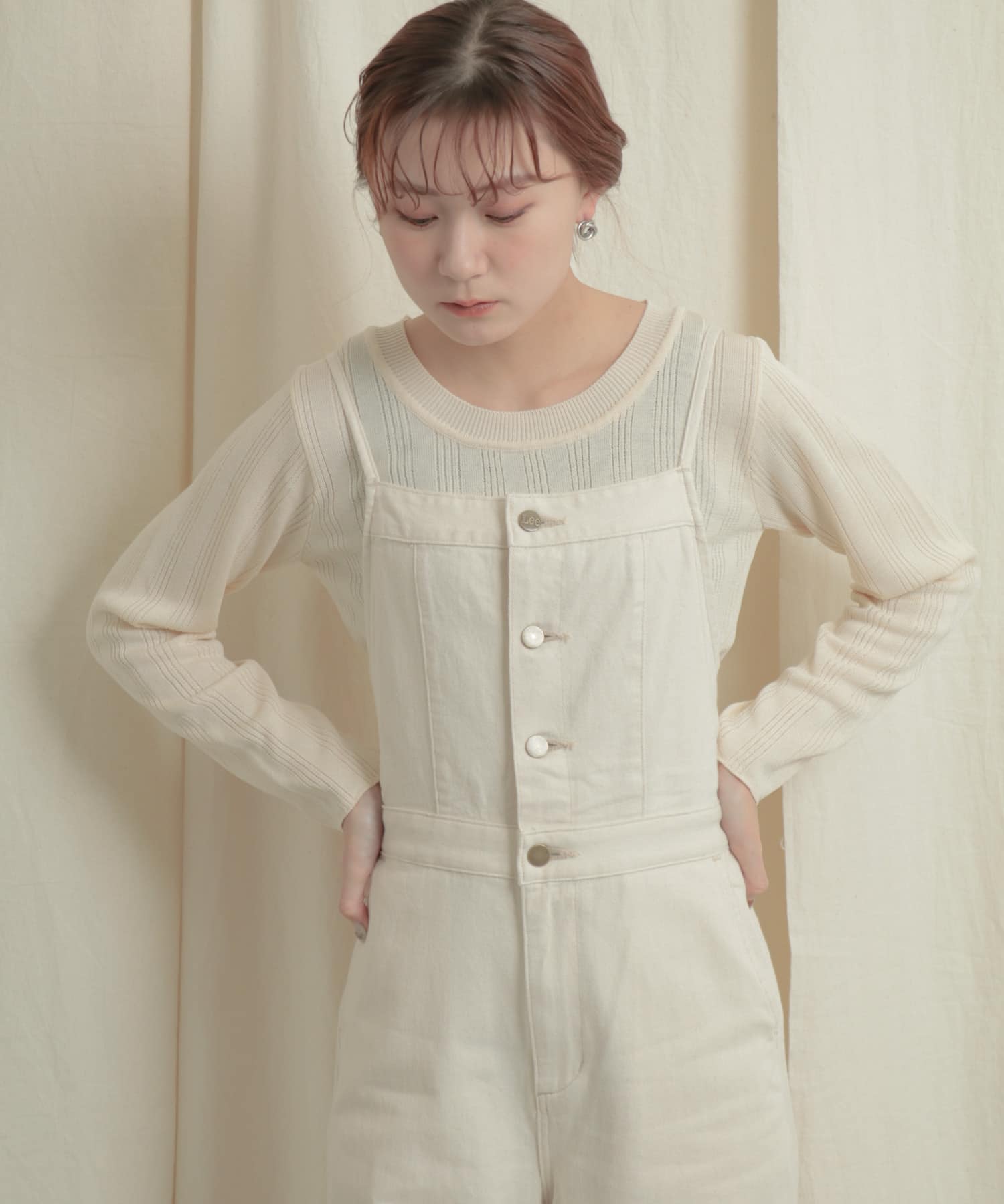 ショートボレロレイヤードニットトップ OFF WHITE one
