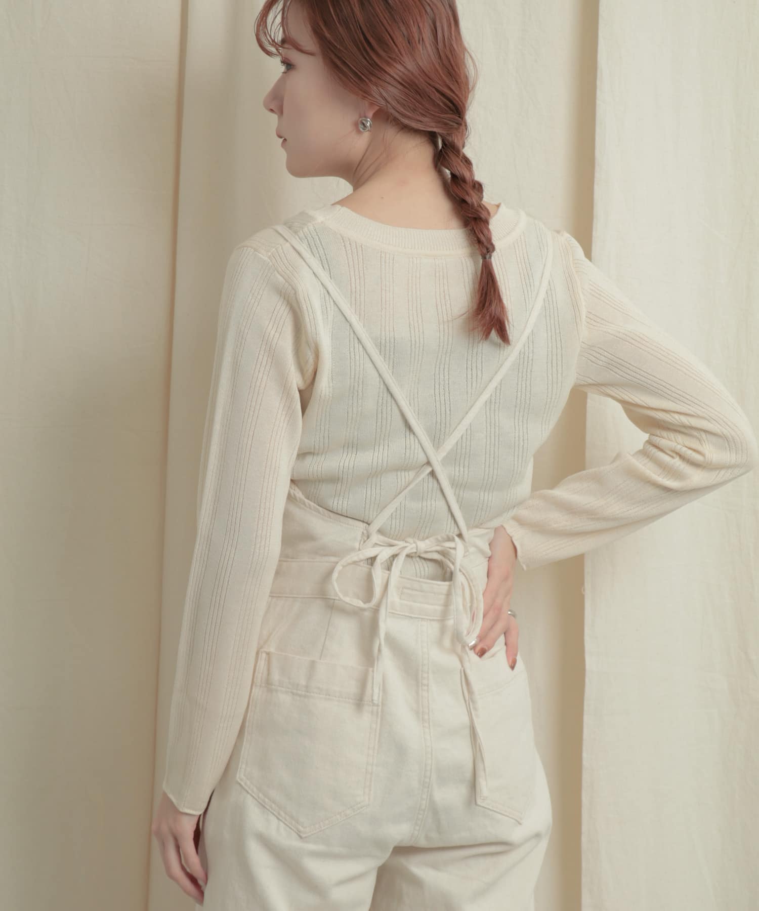 ショートボレロレイヤードニットトップ OFF WHITE one