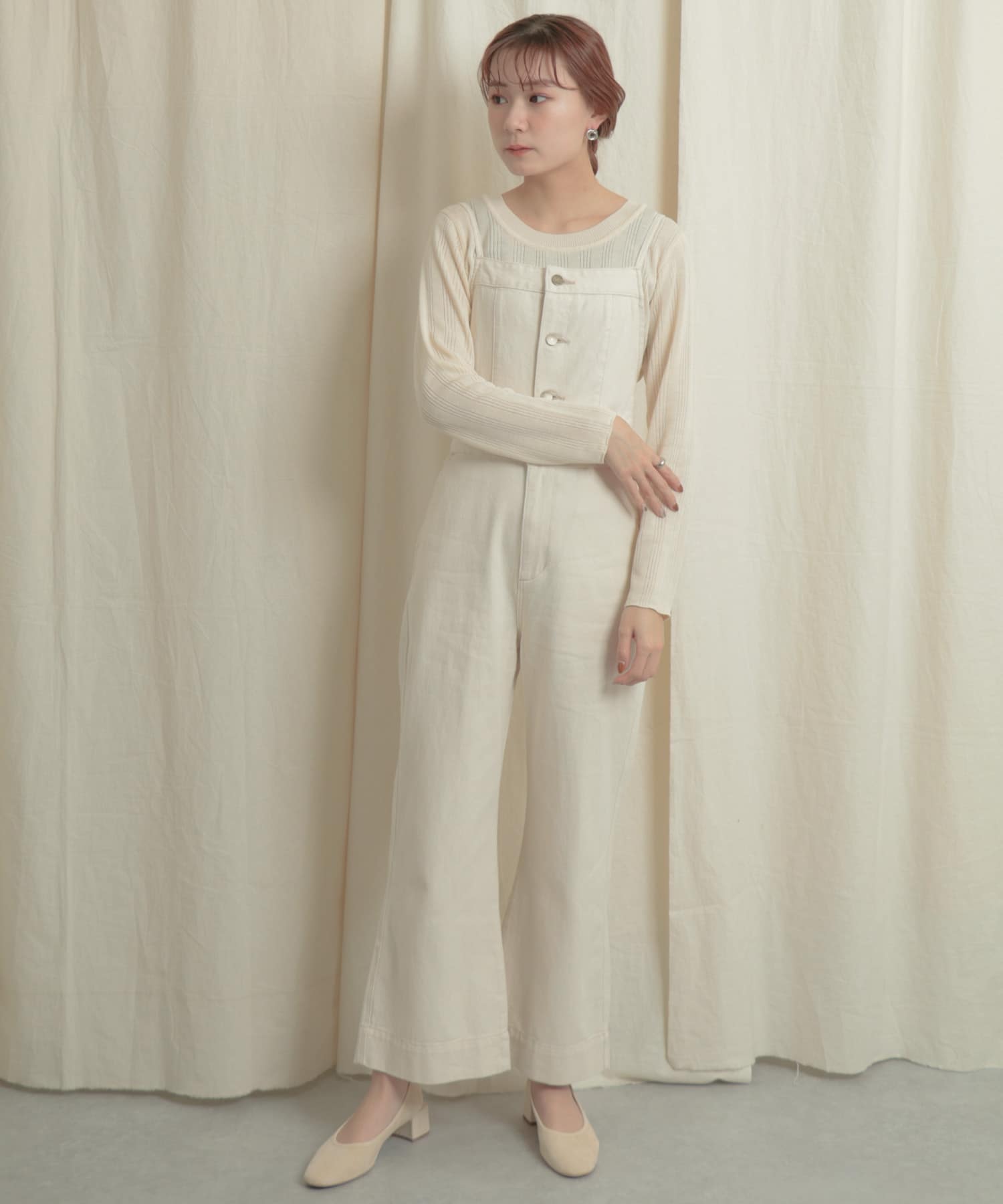 ショートボレロレイヤードニットトップ OFF WHITE one