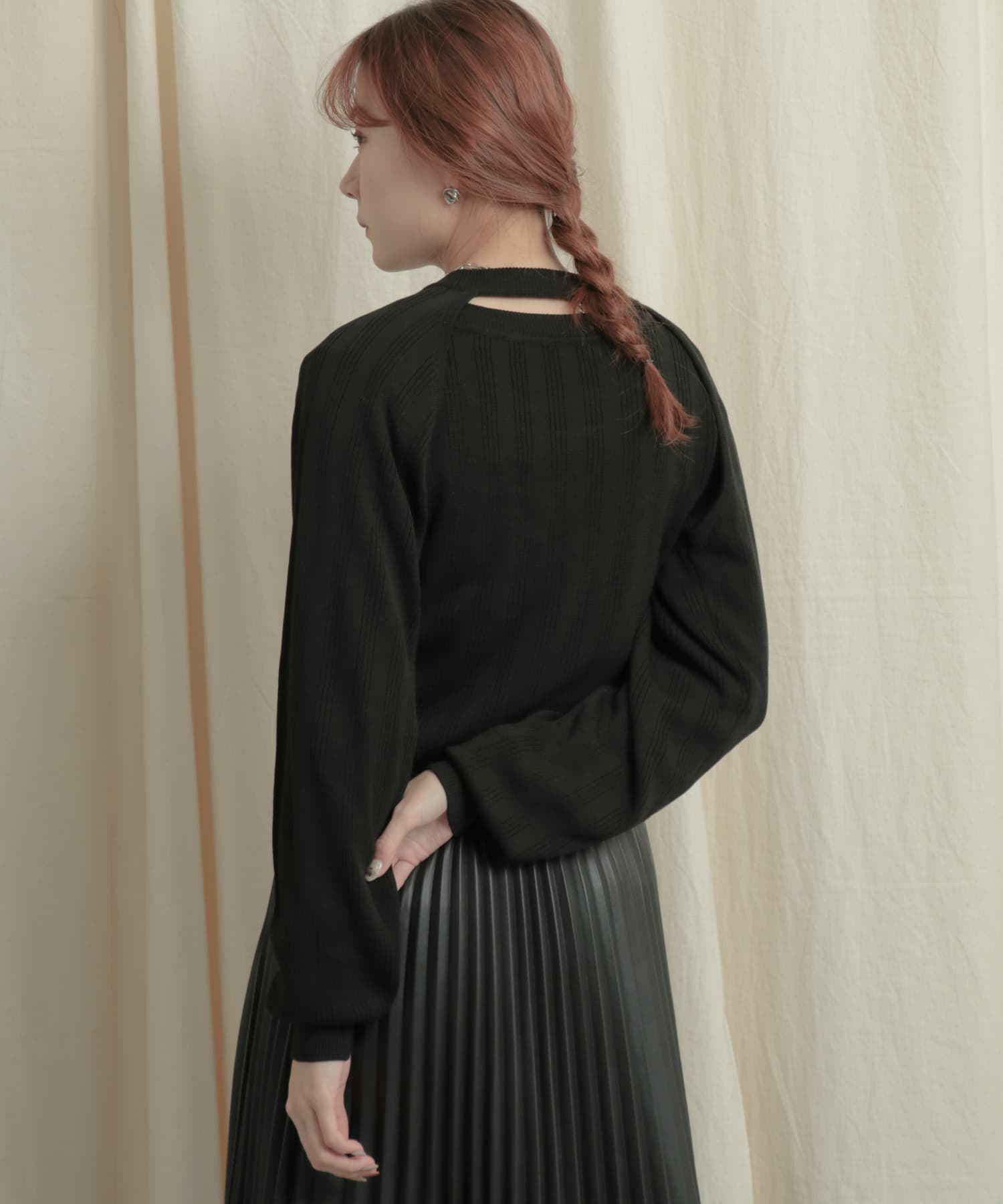 ショートボレロレイヤードニットトップ BLACK one