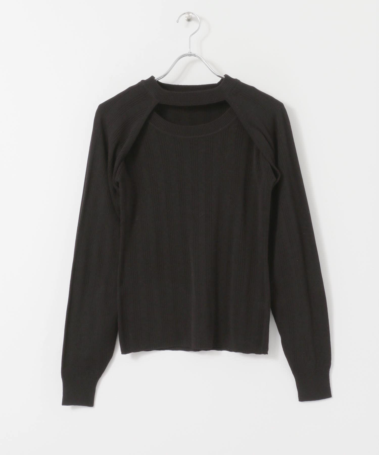 ショートボレロレイヤードニットトップ BLACK one