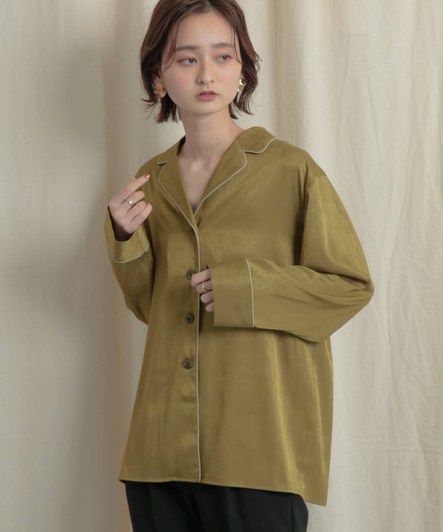 パイピングカイキンシャツ L.OLIVE one