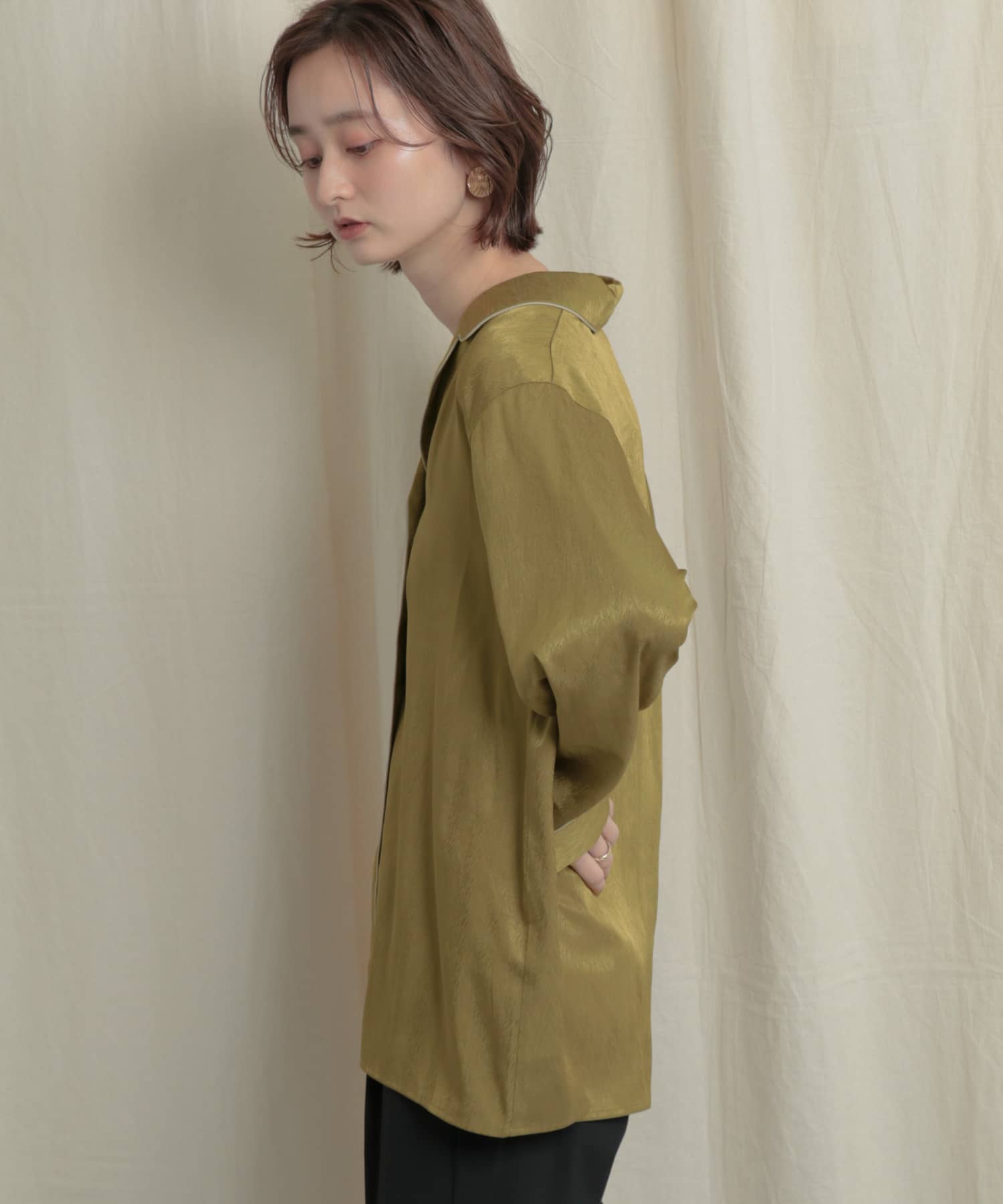 パイピングカイキンシャツ L.OLIVE one