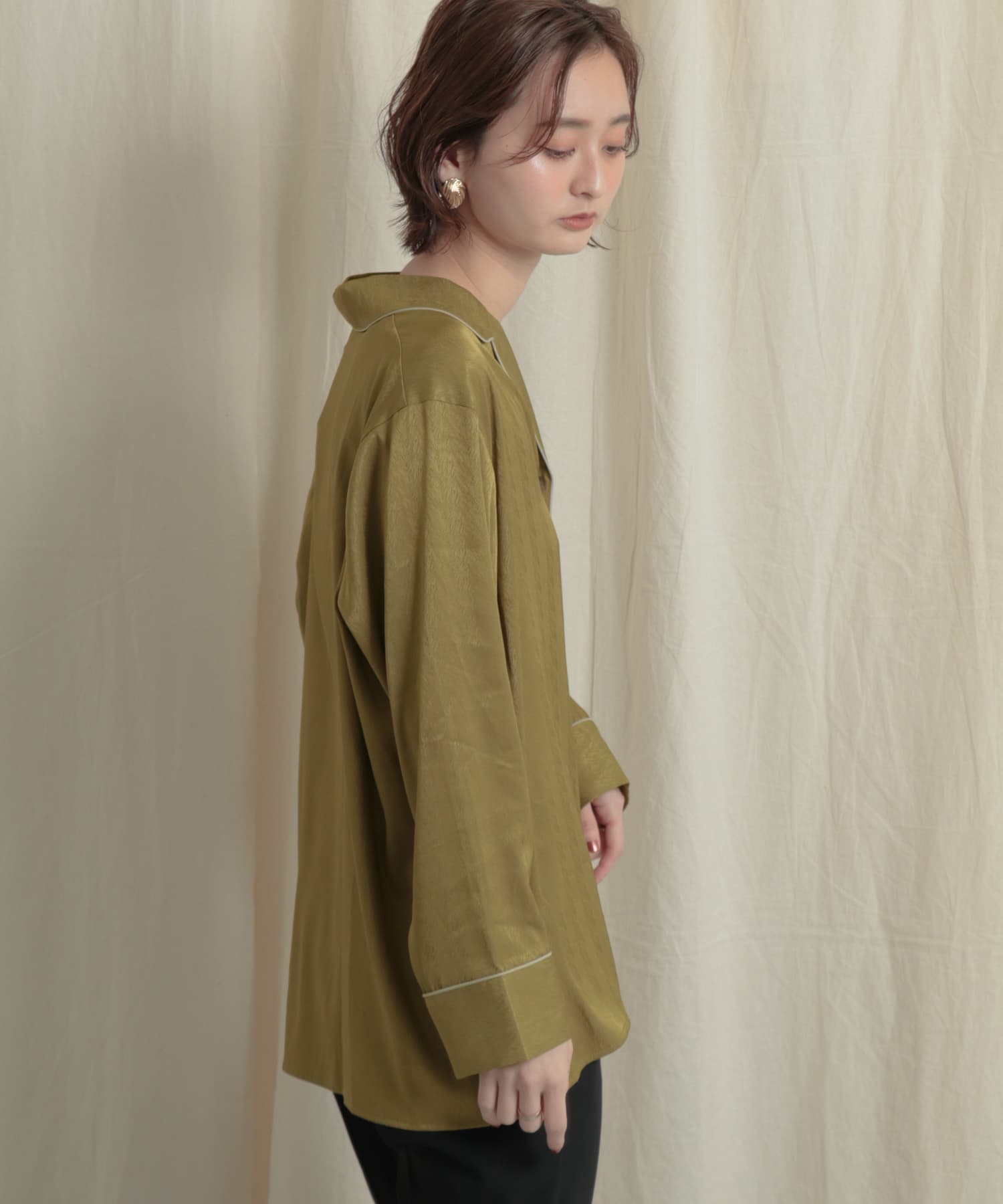 パイピングカイキンシャツ L.OLIVE one