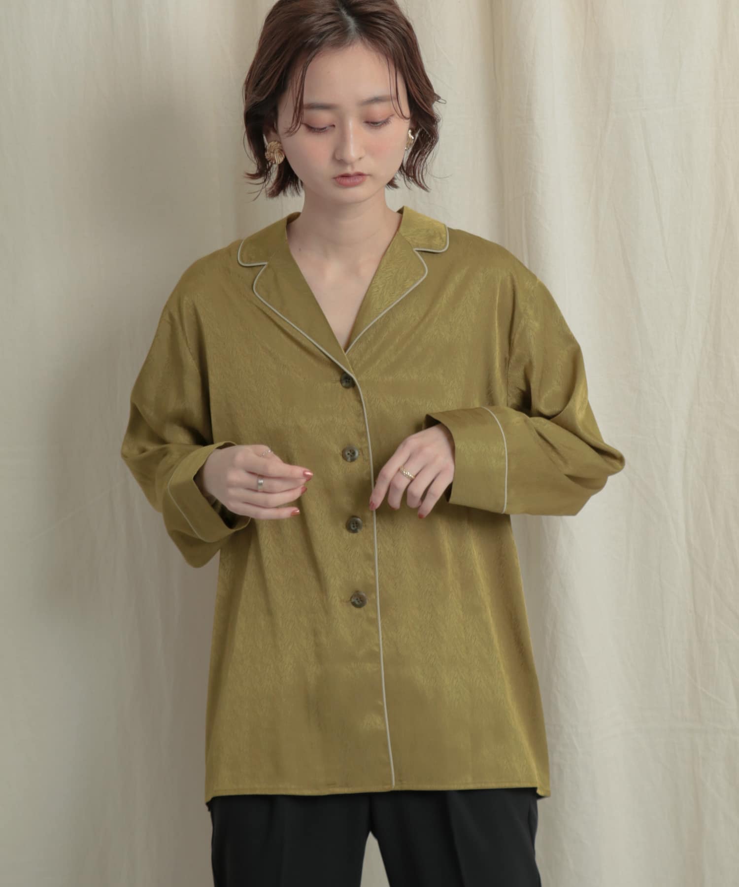 パイピングカイキンシャツ L.OLIVE one