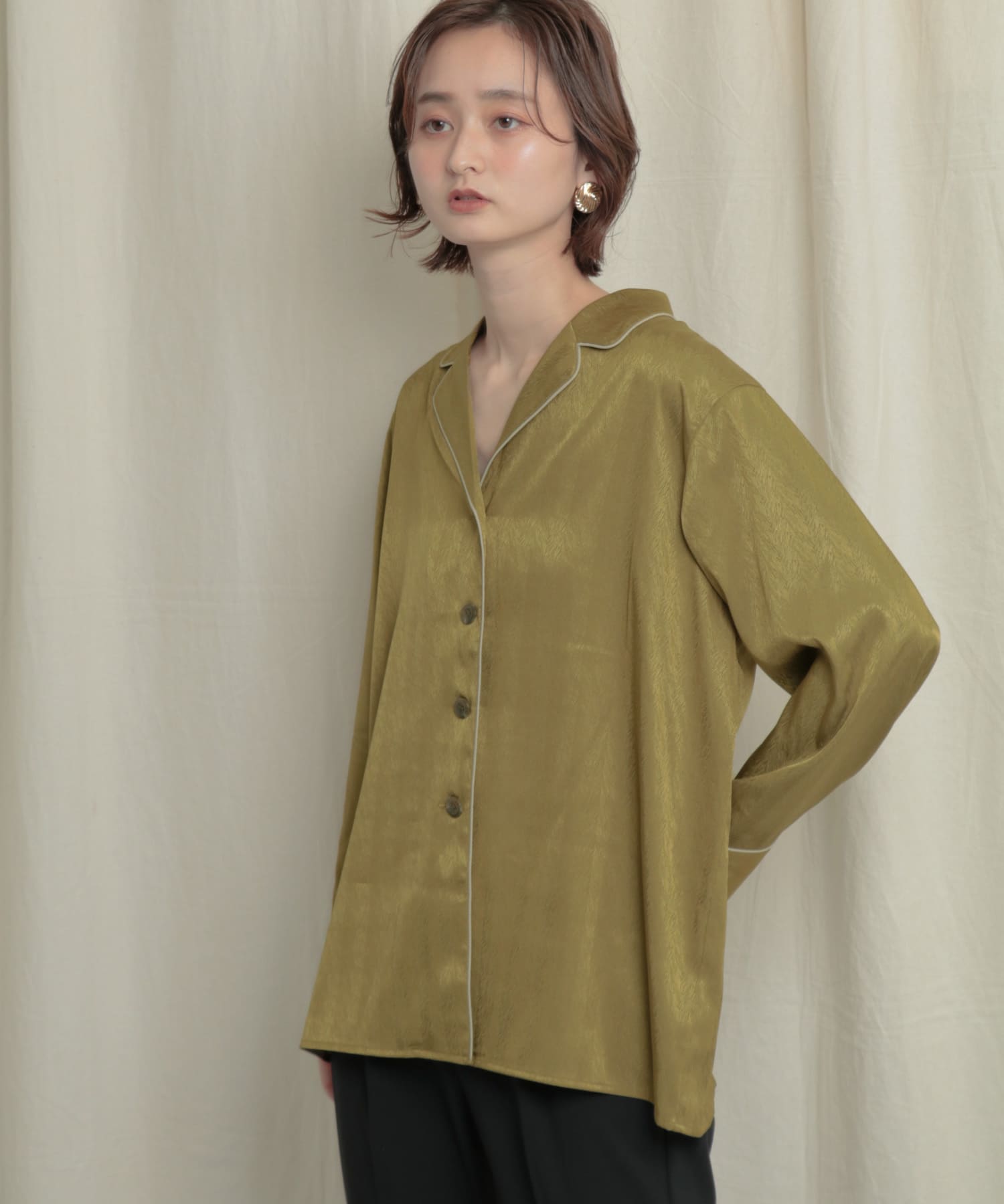 パイピングカイキンシャツ L.OLIVE one