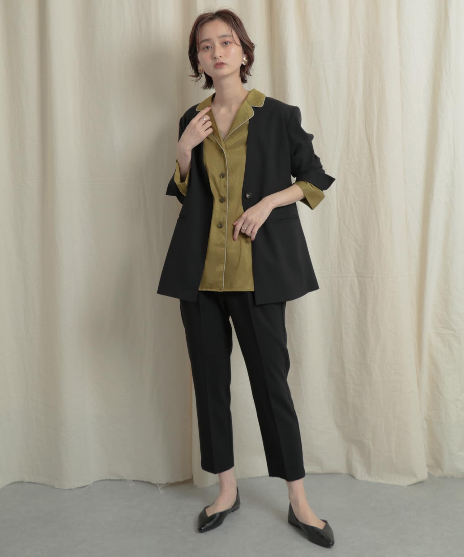パイピングカイキンシャツ L.OLIVE one