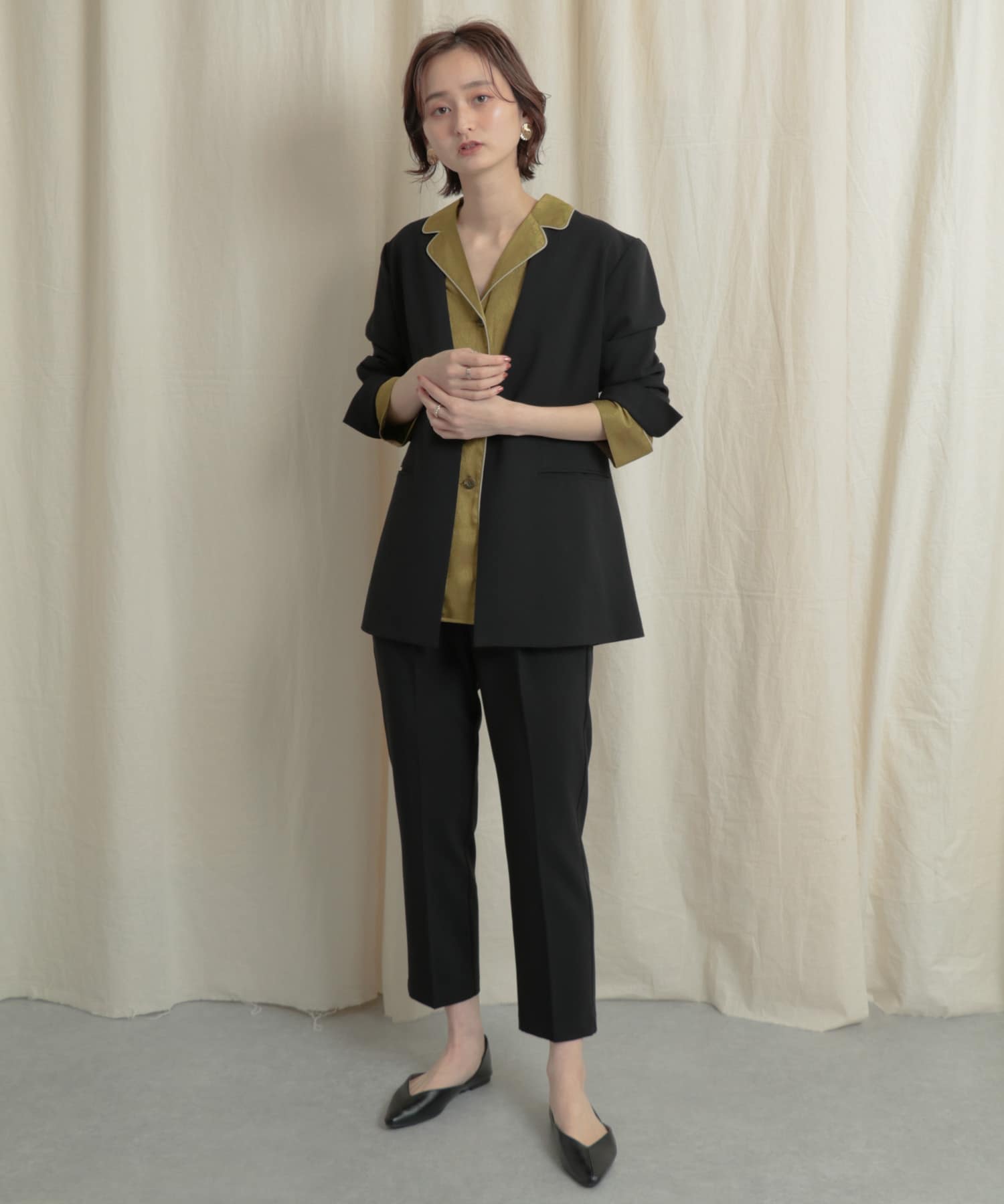 パイピングカイキンシャツ L.OLIVE one