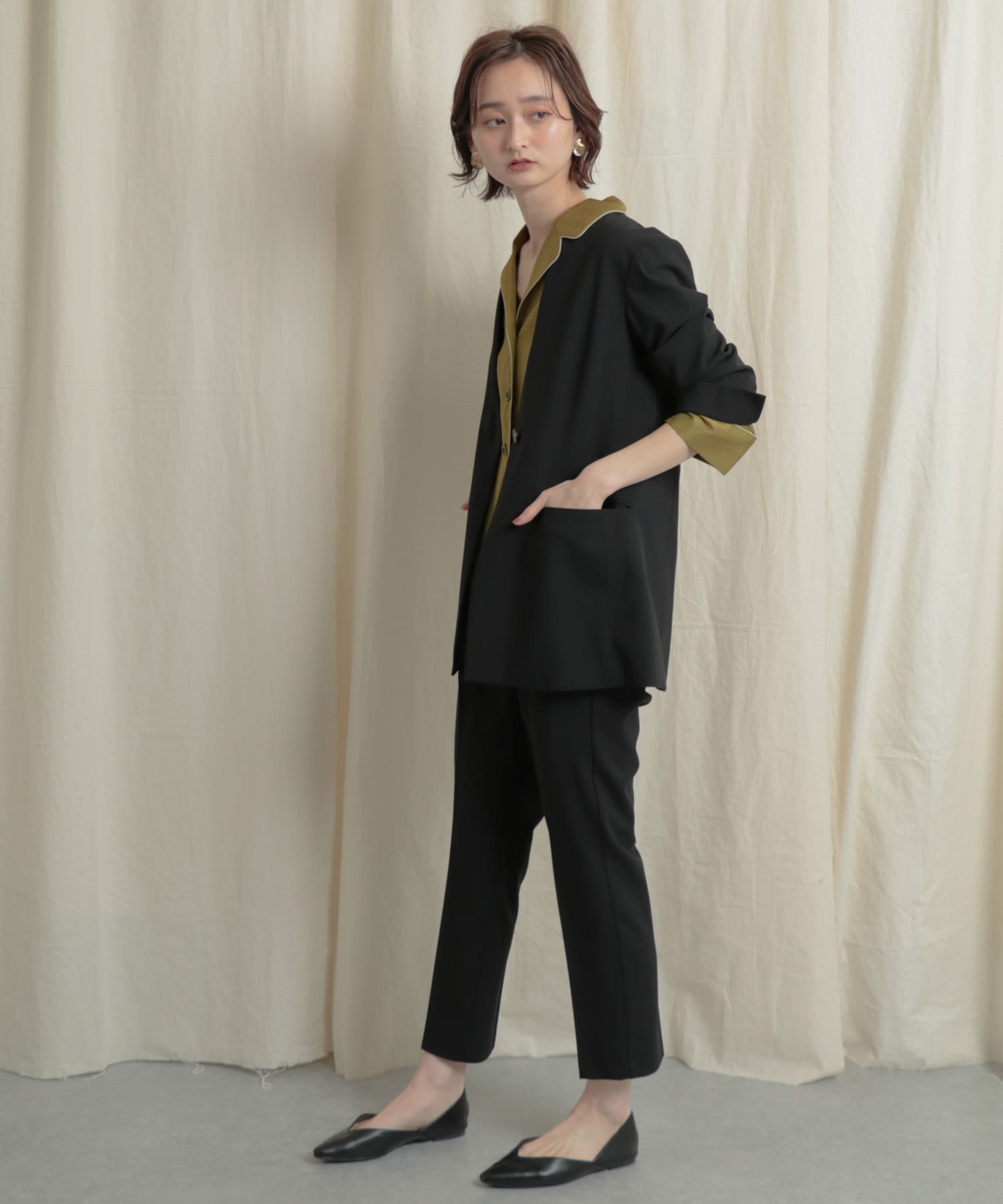 パイピングカイキンシャツ L.OLIVE one